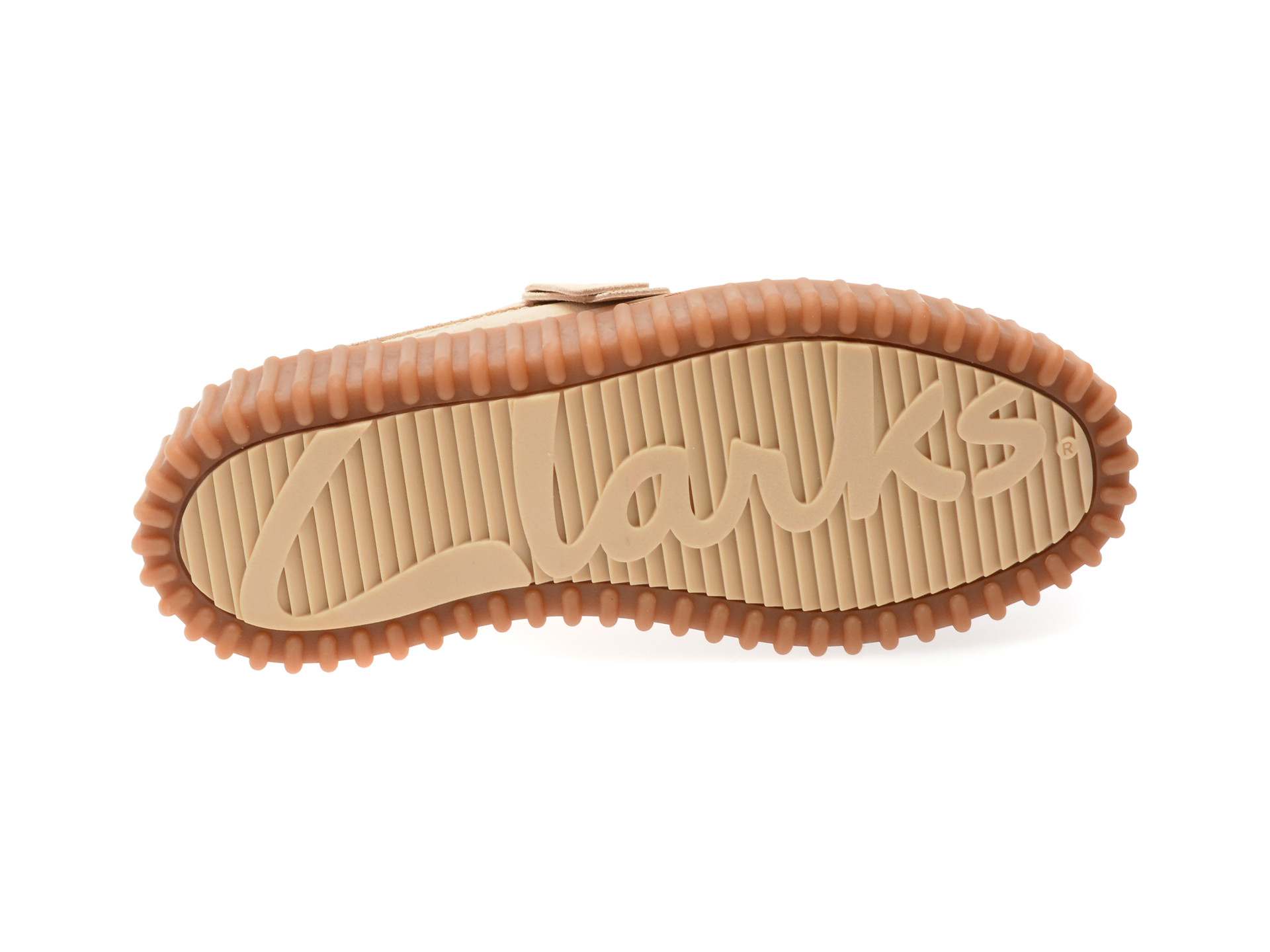 Papuci CLARKS bej, TORHILL MULE, din piele intoarsa