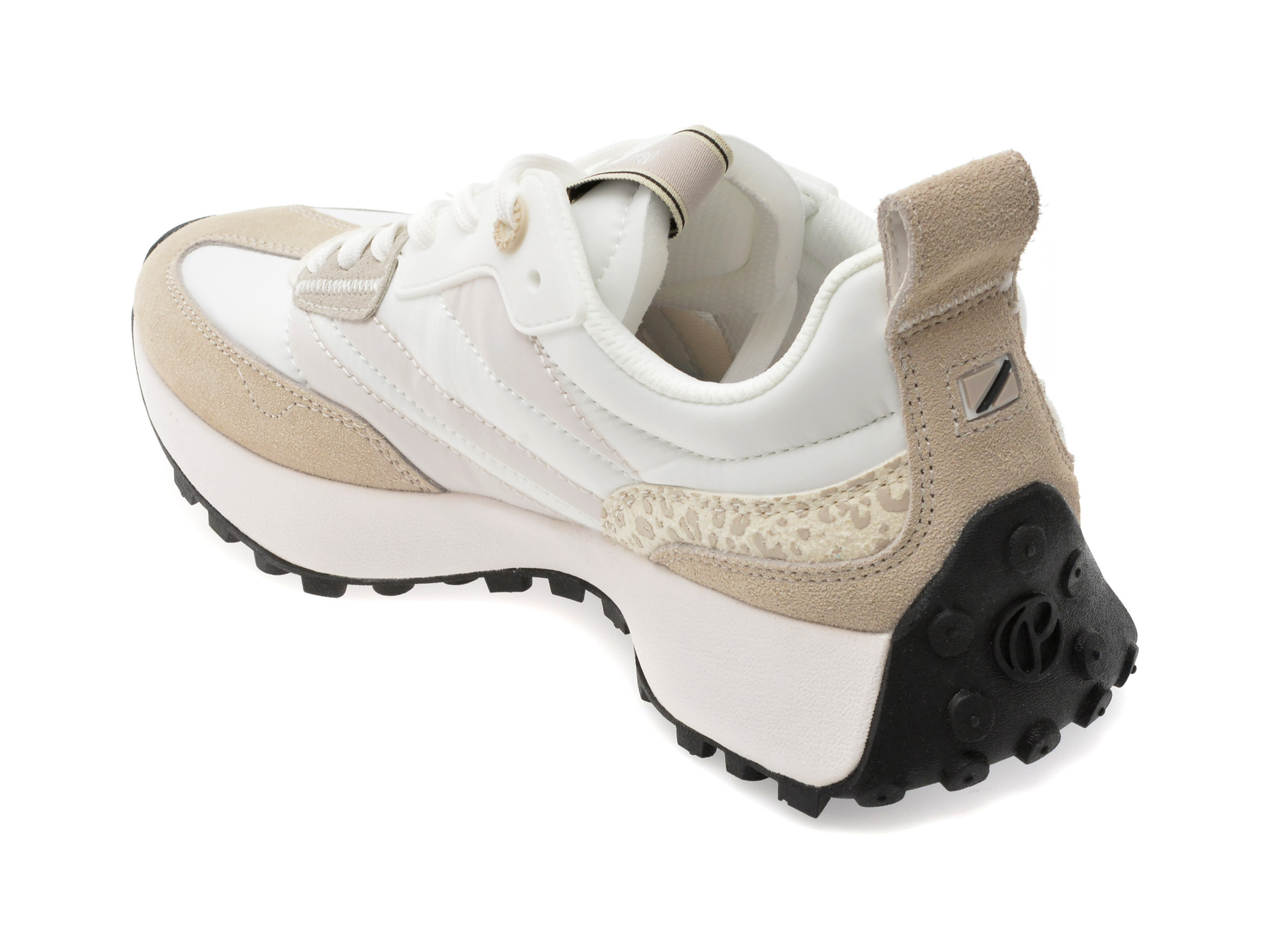 Pantofi sport PEPE JEANS albi, LUCKY PRINT, din material textil