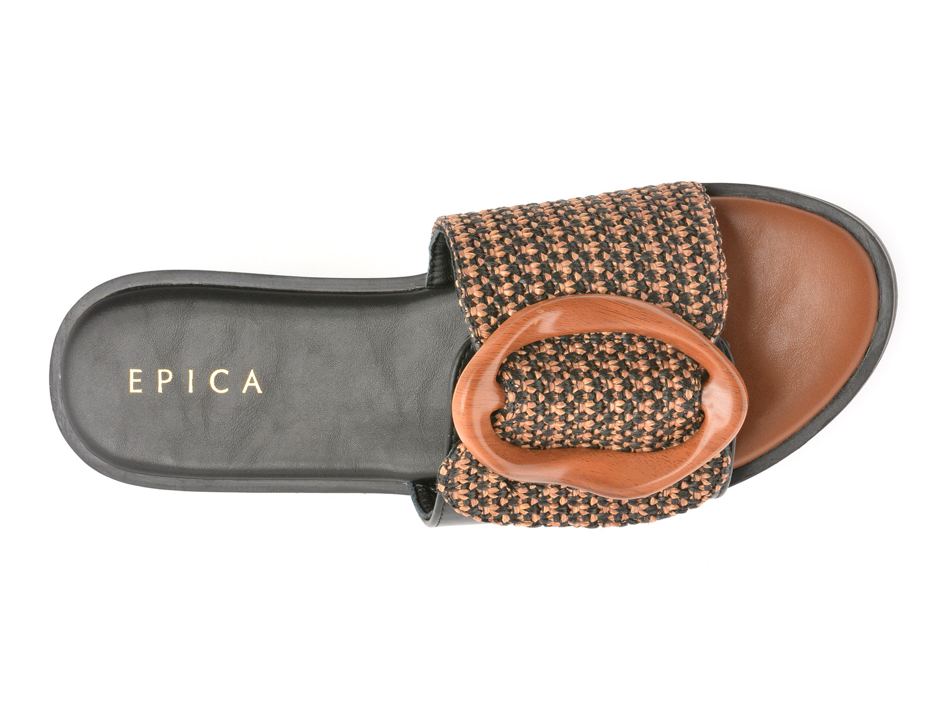 Papuci epica negri 82913 din piele ecologica