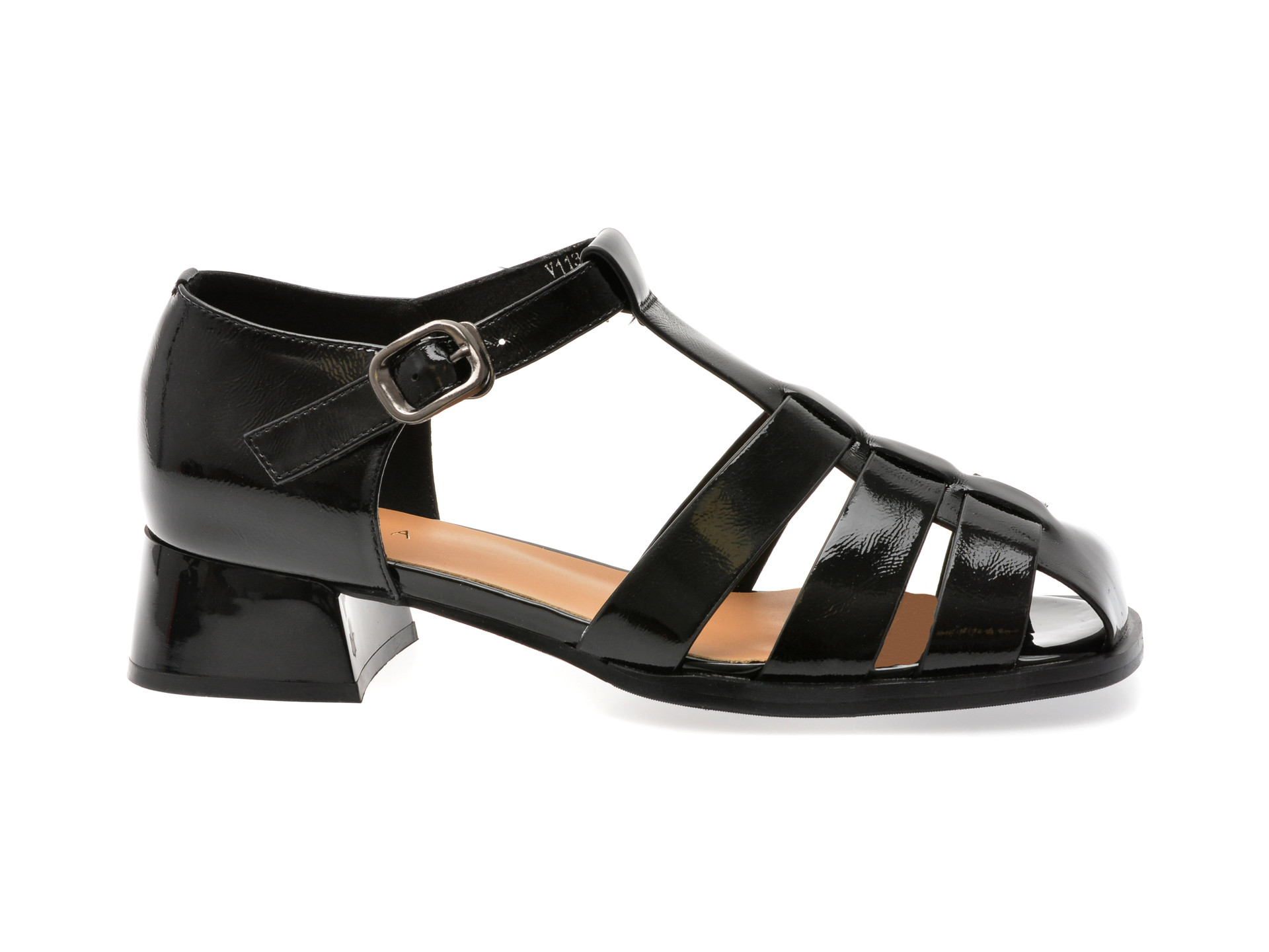 Sandale EPICA negri, 1131G11, din piele naturala lacuita