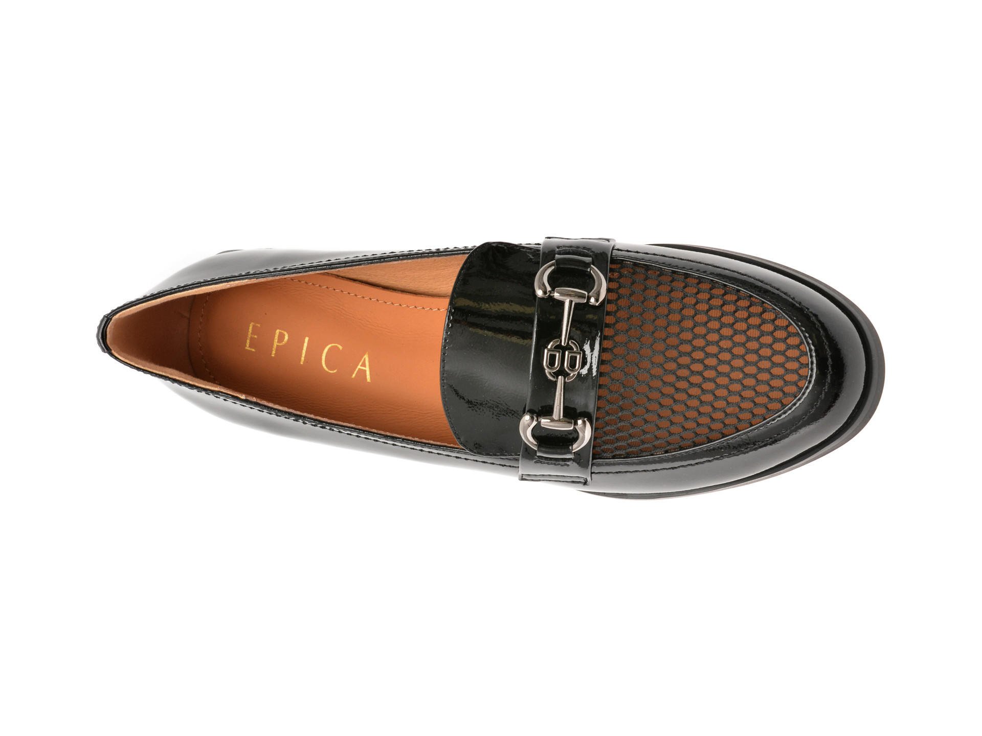 Mocasini EPICA negri, H138, din piele natuala lacuita