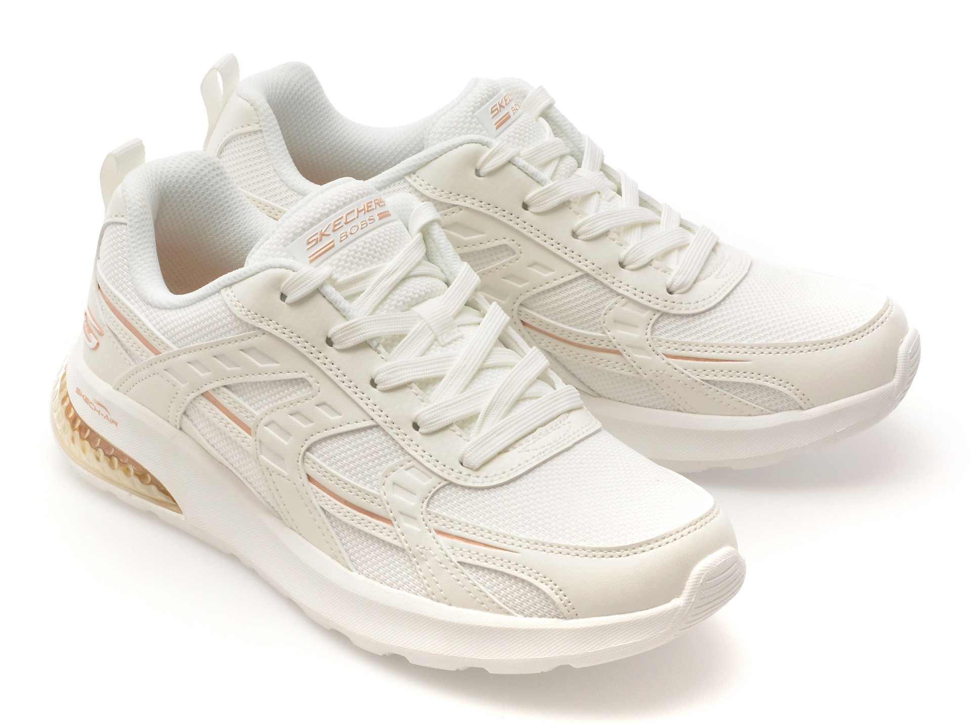 Pantofi sport SKECHERS albi, BOBS VISION AIR, din material textil