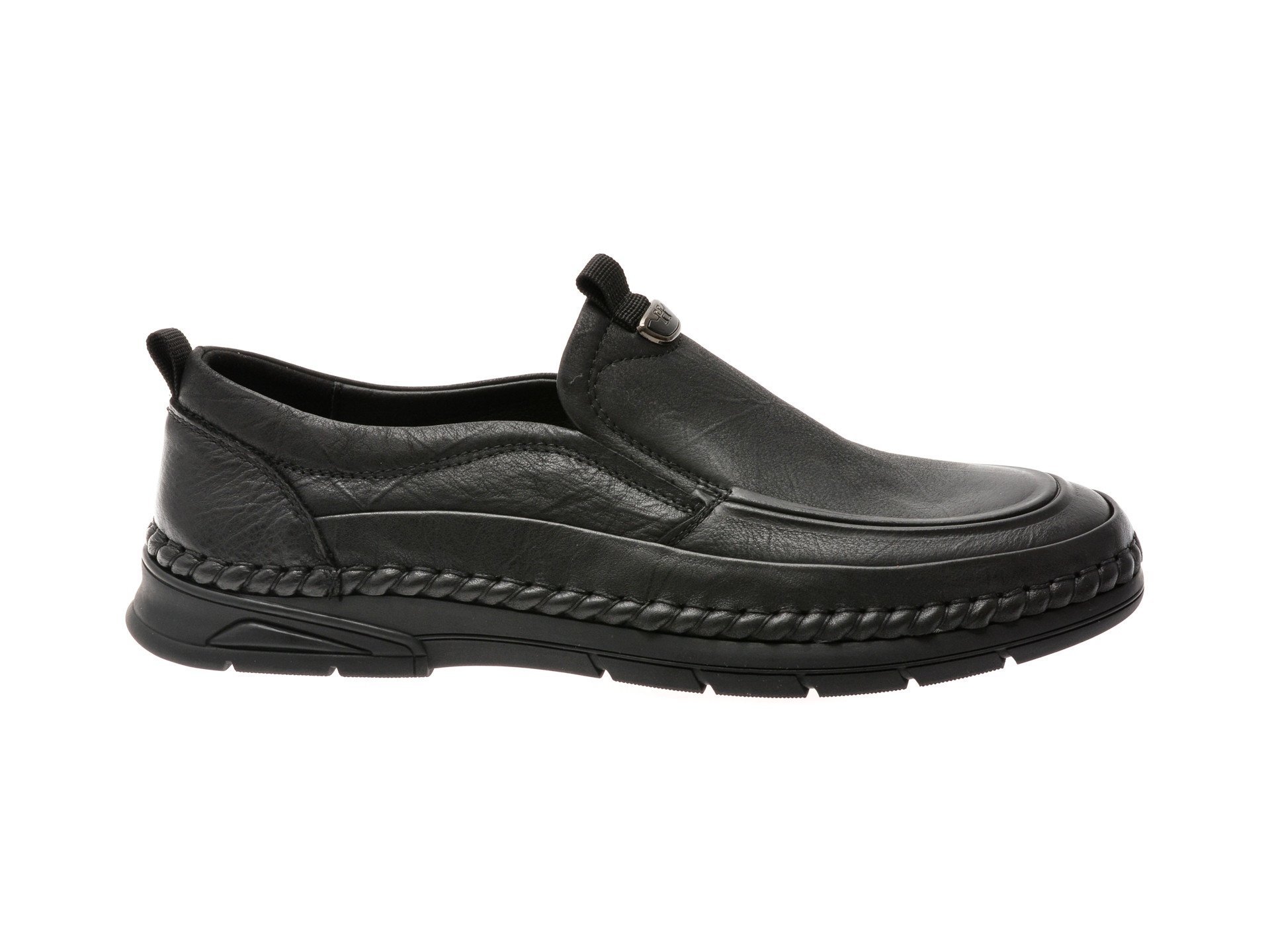 Mocasini OTTER negri, T8512, din piele naturala