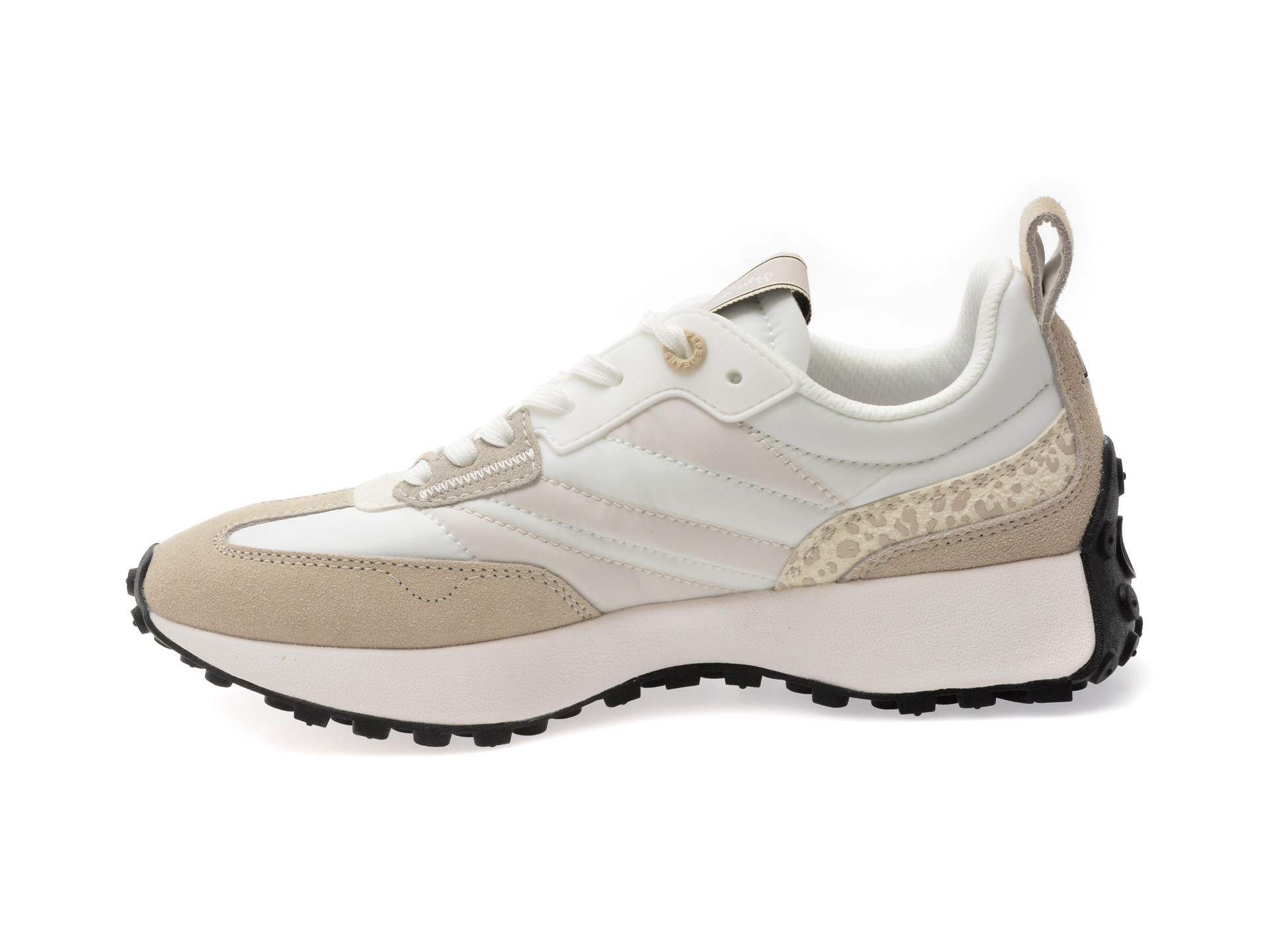 Pantofi sport PEPE JEANS albi, LUCKY PRINT, din material textil