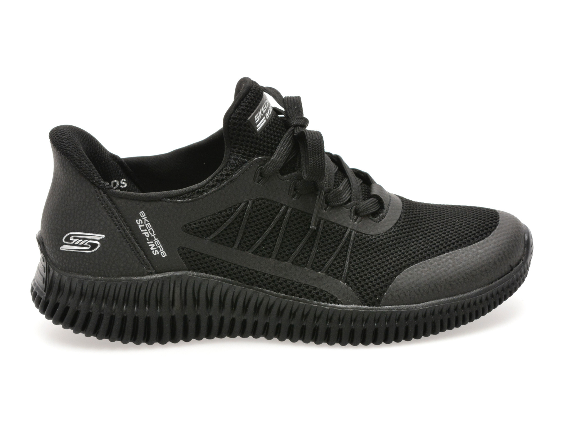 Pantofi sport SKECHERS negri, BOBS GEO LITE, din material textil