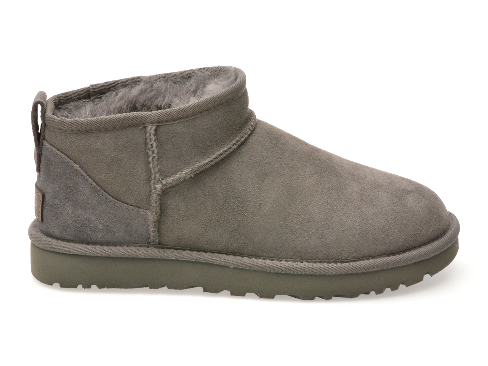 Ghete UGG gri, CLASSIC ULTRA MINI, din piele intoarsa