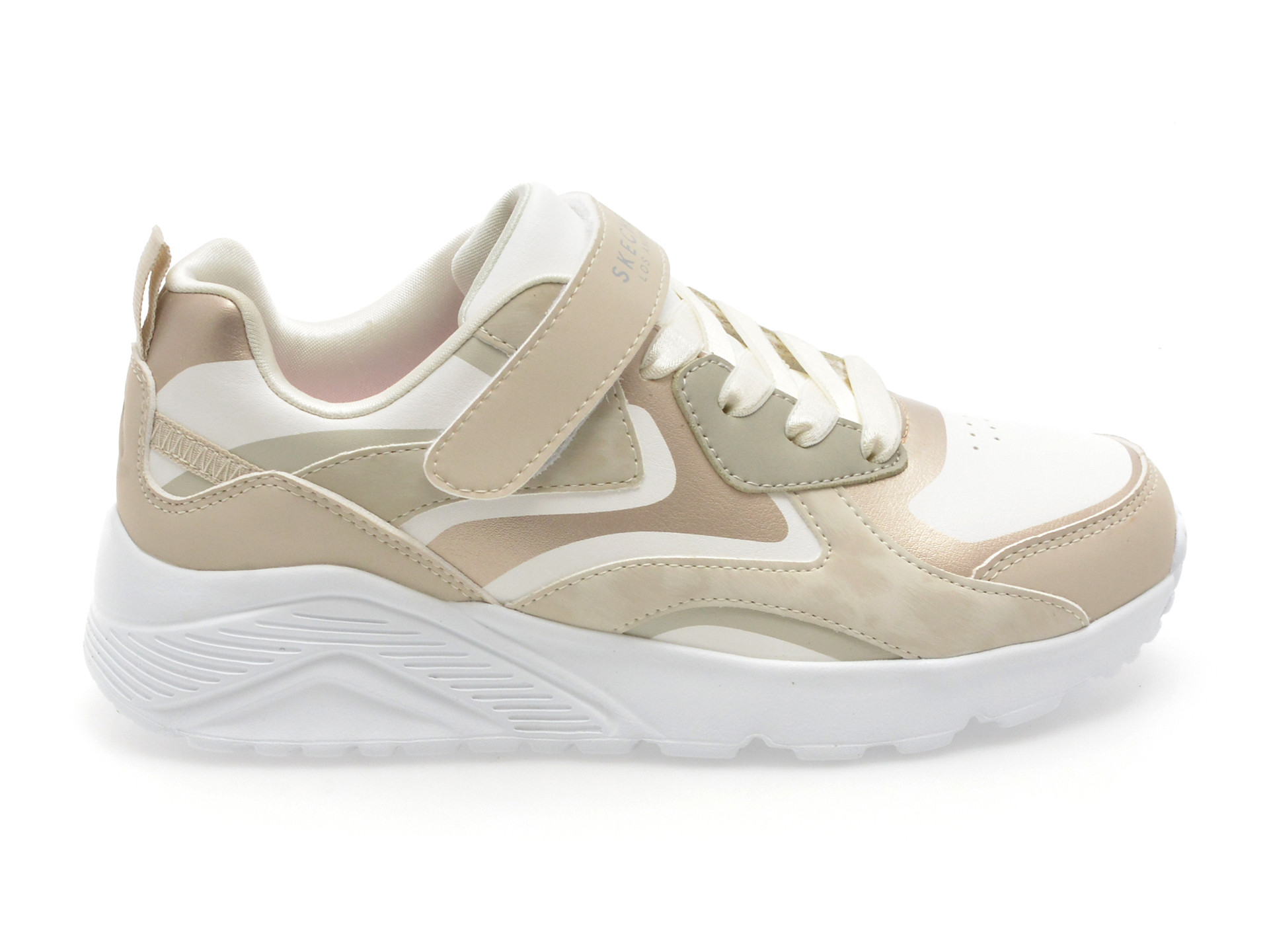 Pantofi sport SKECHERS albi, UNO LITE, din piele ecologica