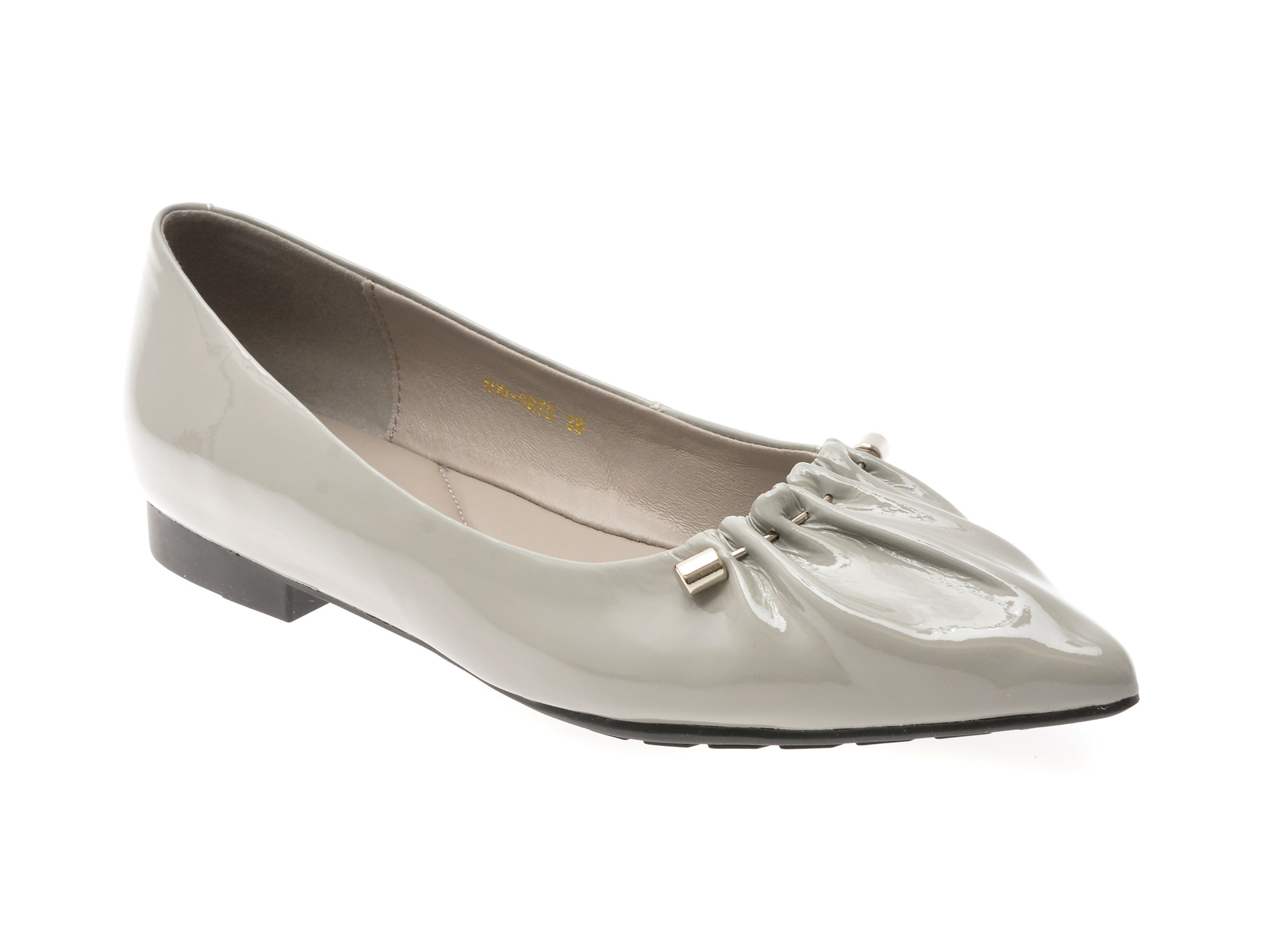 Balerini EPICA gri, A09, din piele naturala lacuita