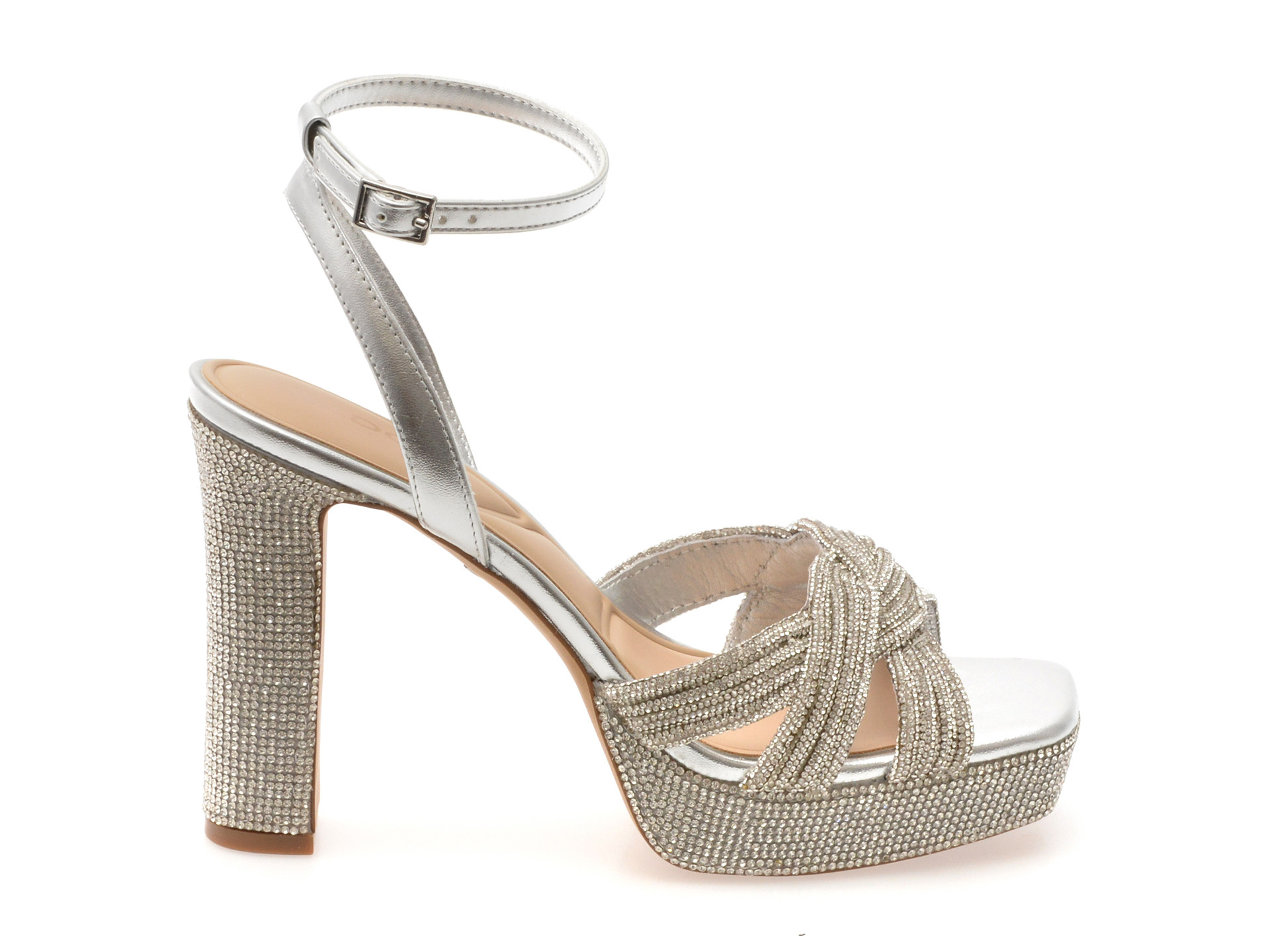 Sandale elegante ALDO argintii, SHIMMA 040, din piele ecologica