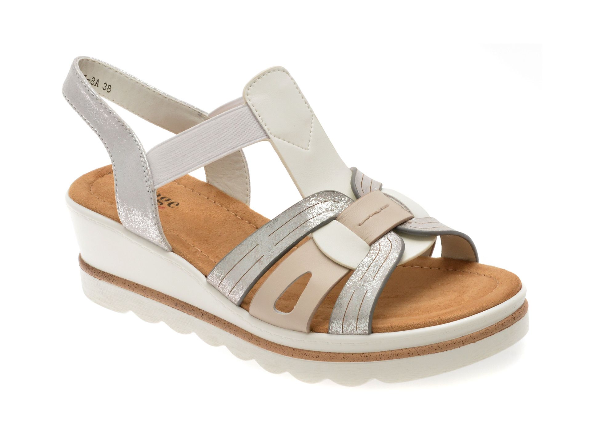 Sandale IMAGE albe, 1152H15, din piele naturala