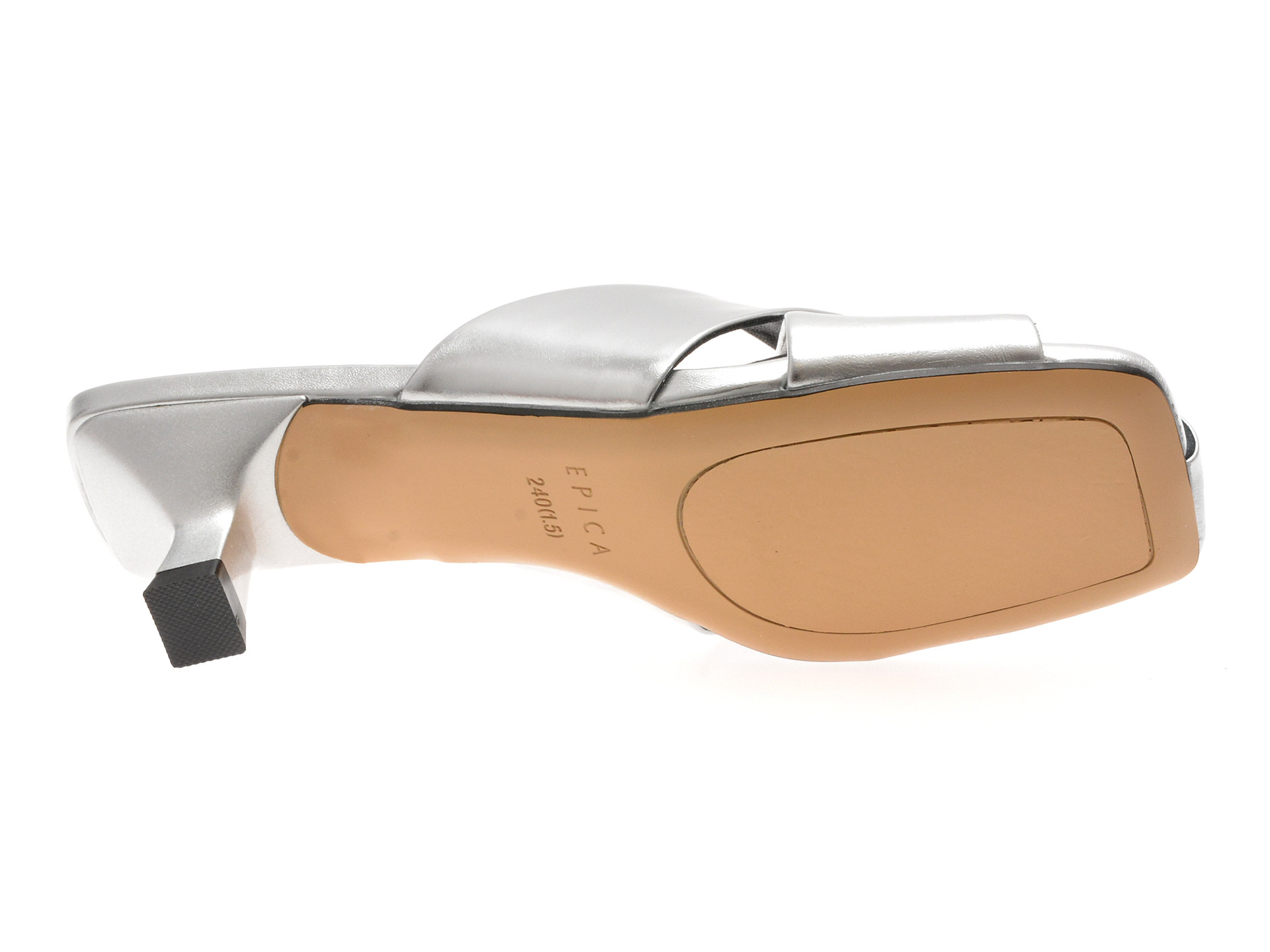 Papuci EPICA argintii, 2737, din piele naturala