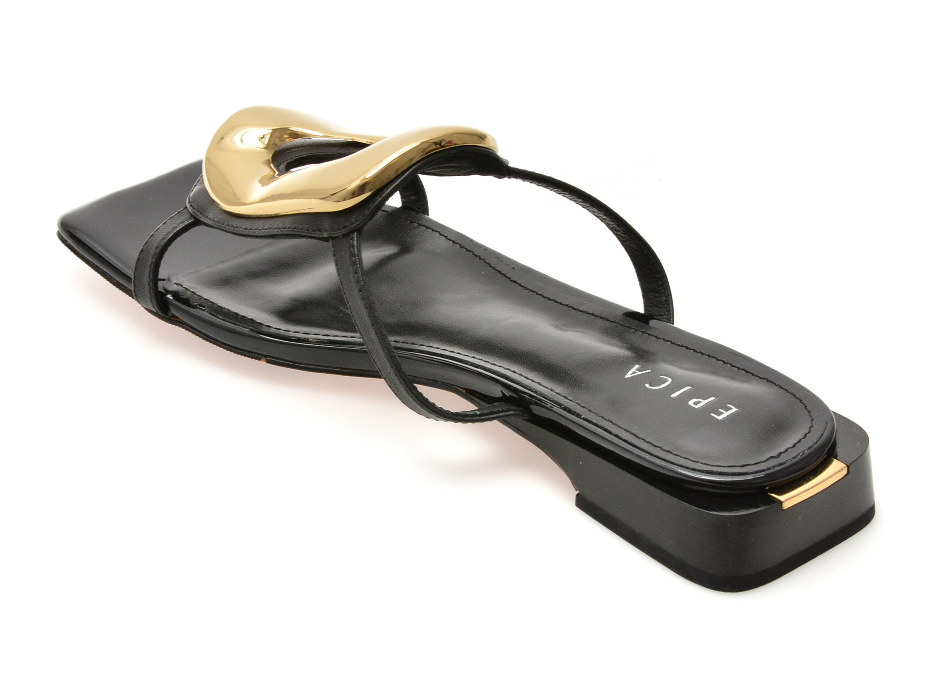 Papuci EPICA negri, LD976, din piele naturala