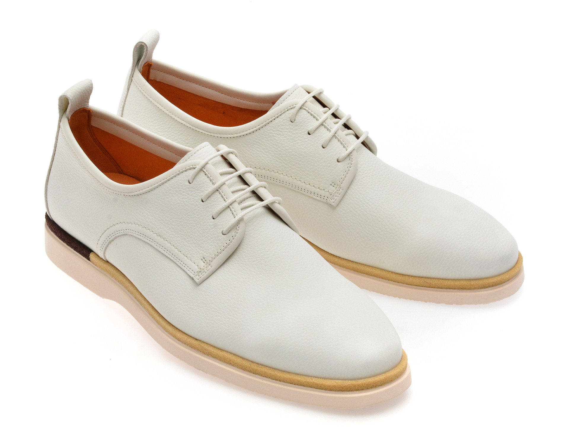 Pantofi EPICA albi, MC102, din piele naturala