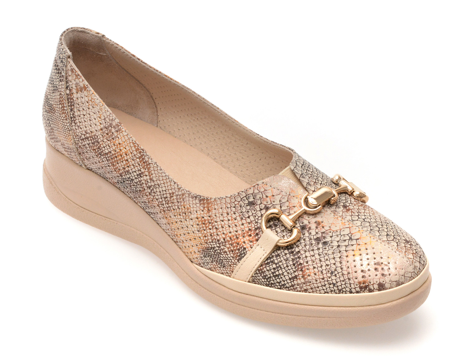 Balerini IMAGE bej, 13403, din piele naturala