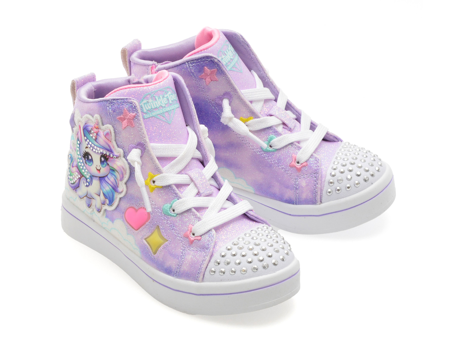 Ghete SKECHERS mov, TWI-LITES 2.0, din piele ecologica