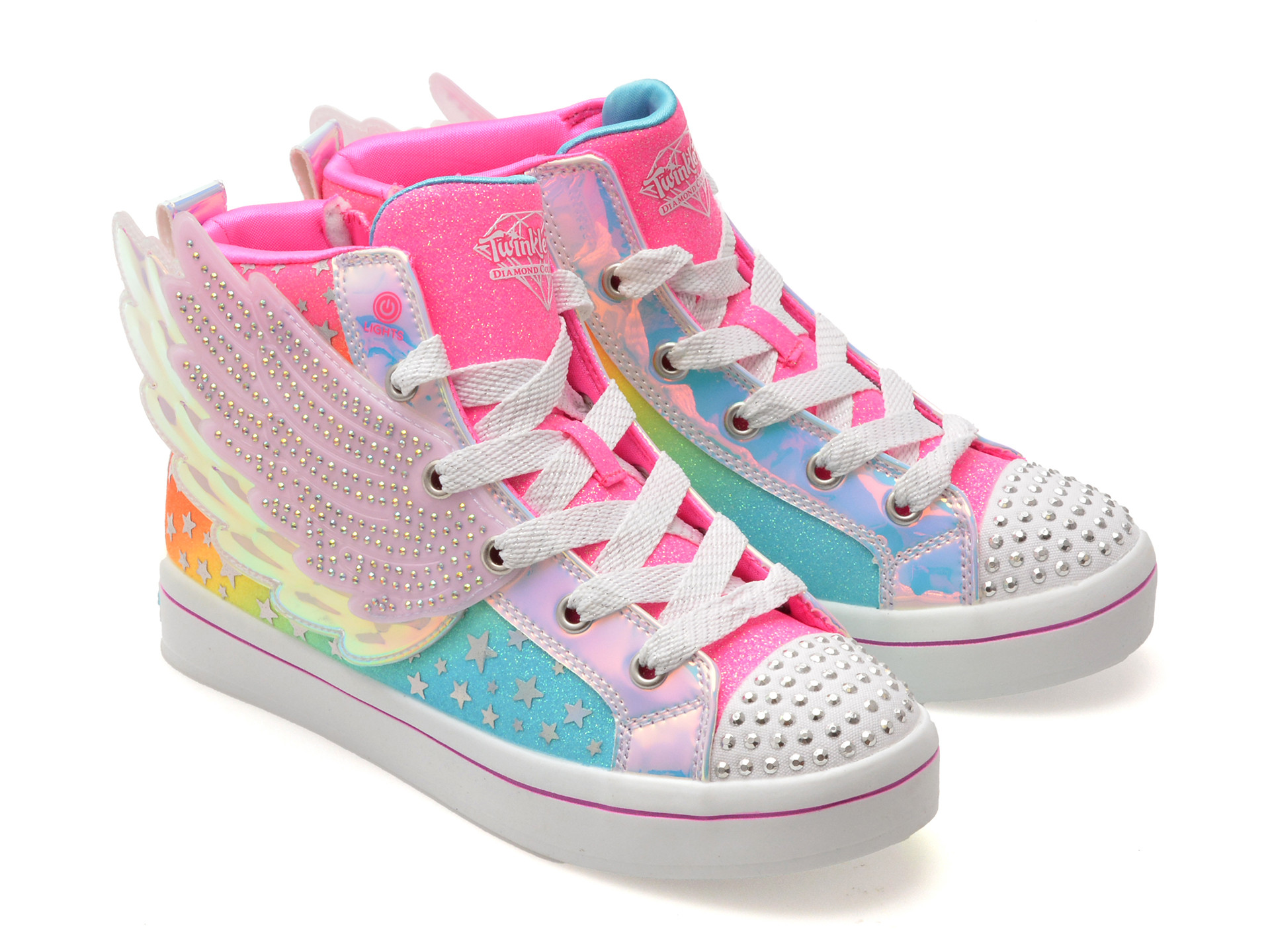 Ghete SKECHERS roz, TWI-LITES 2.0, din piele ecologica