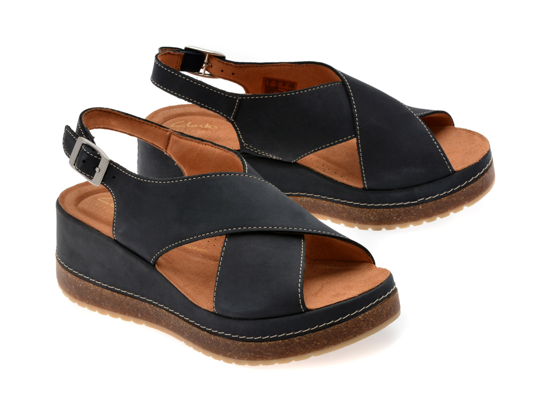 Sandale CLARKS bleumarin, KASSSTE, din nabuc