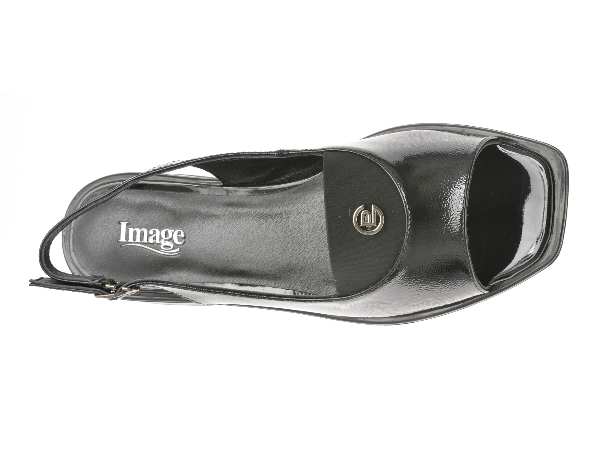 Sandale IMAGE negre, L216, din piele naturala