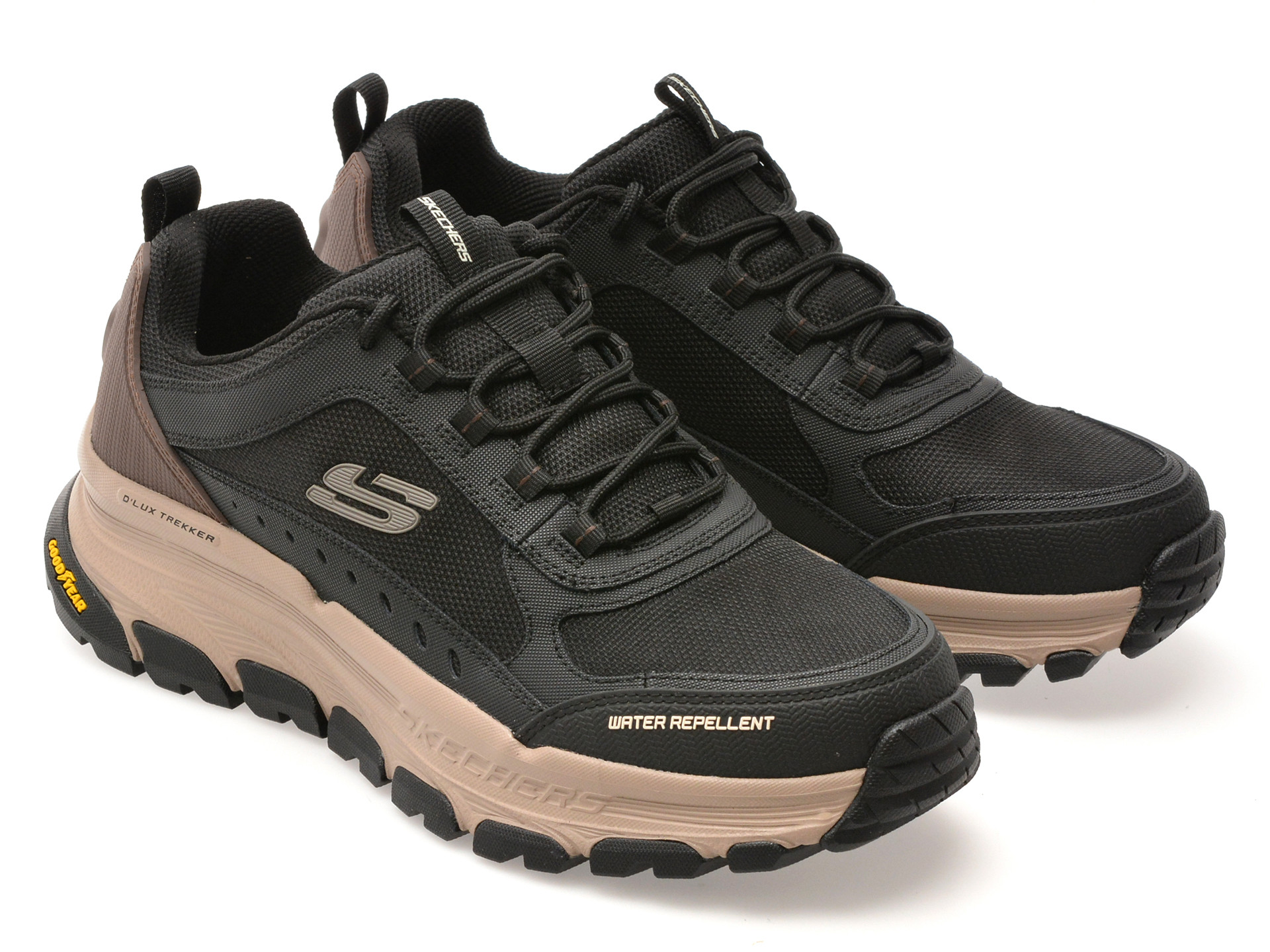Pantofi sport SKECHERS negri, D LUX TREKKER, din material textil