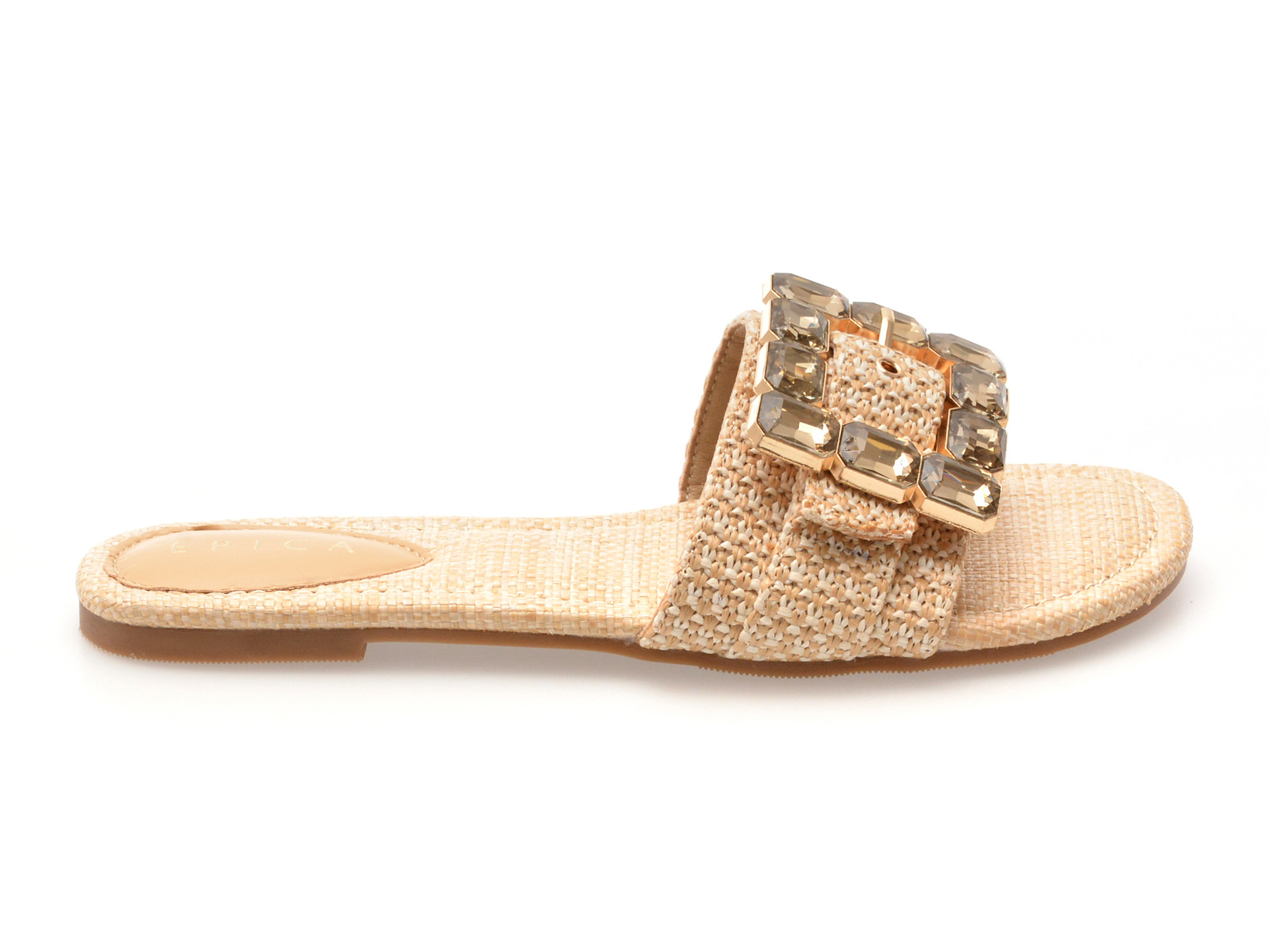 Papuci EPICA bej, 70420, din piele ecologica