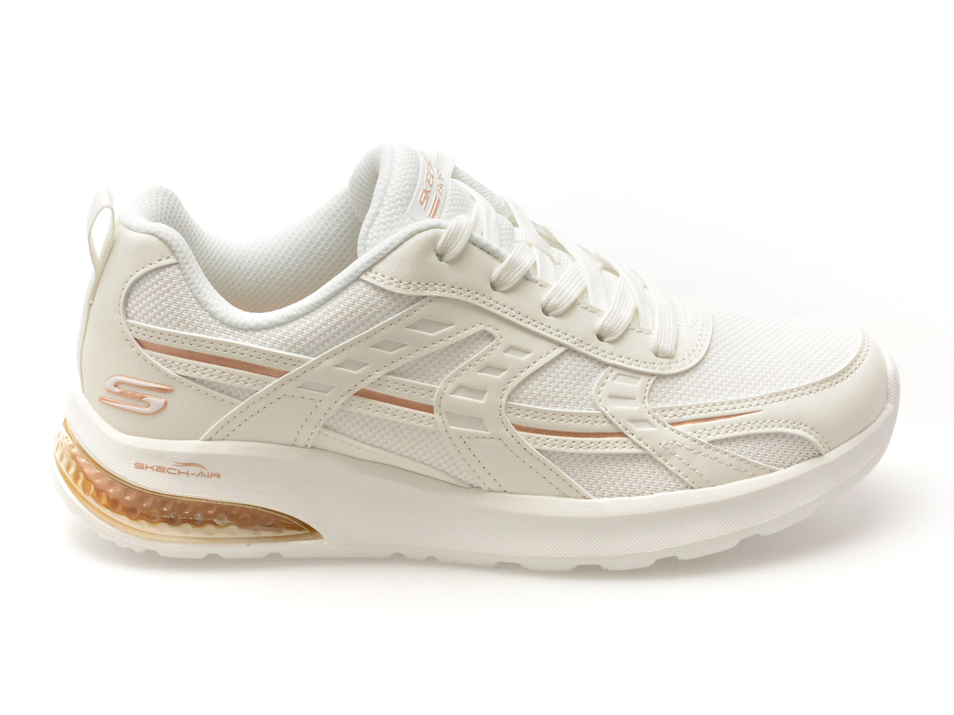 Pantofi sport SKECHERS albi, BOBS VISION AIR, din material textil