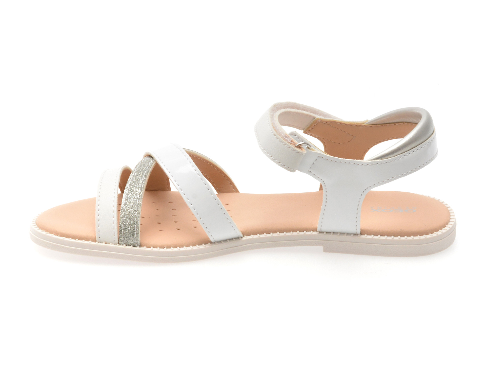 Sandale GEOX albe, J5235D, din piele ecologica