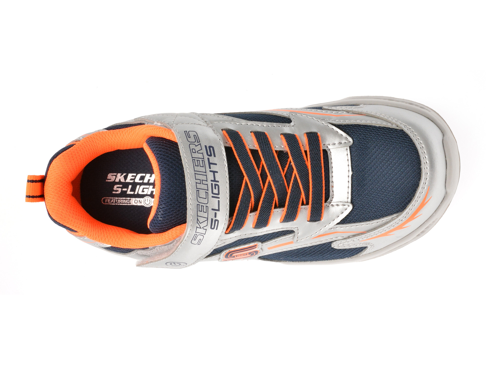 Pantofi sport SKECHERS argintii, METEOR-LIGHTS, din material textil