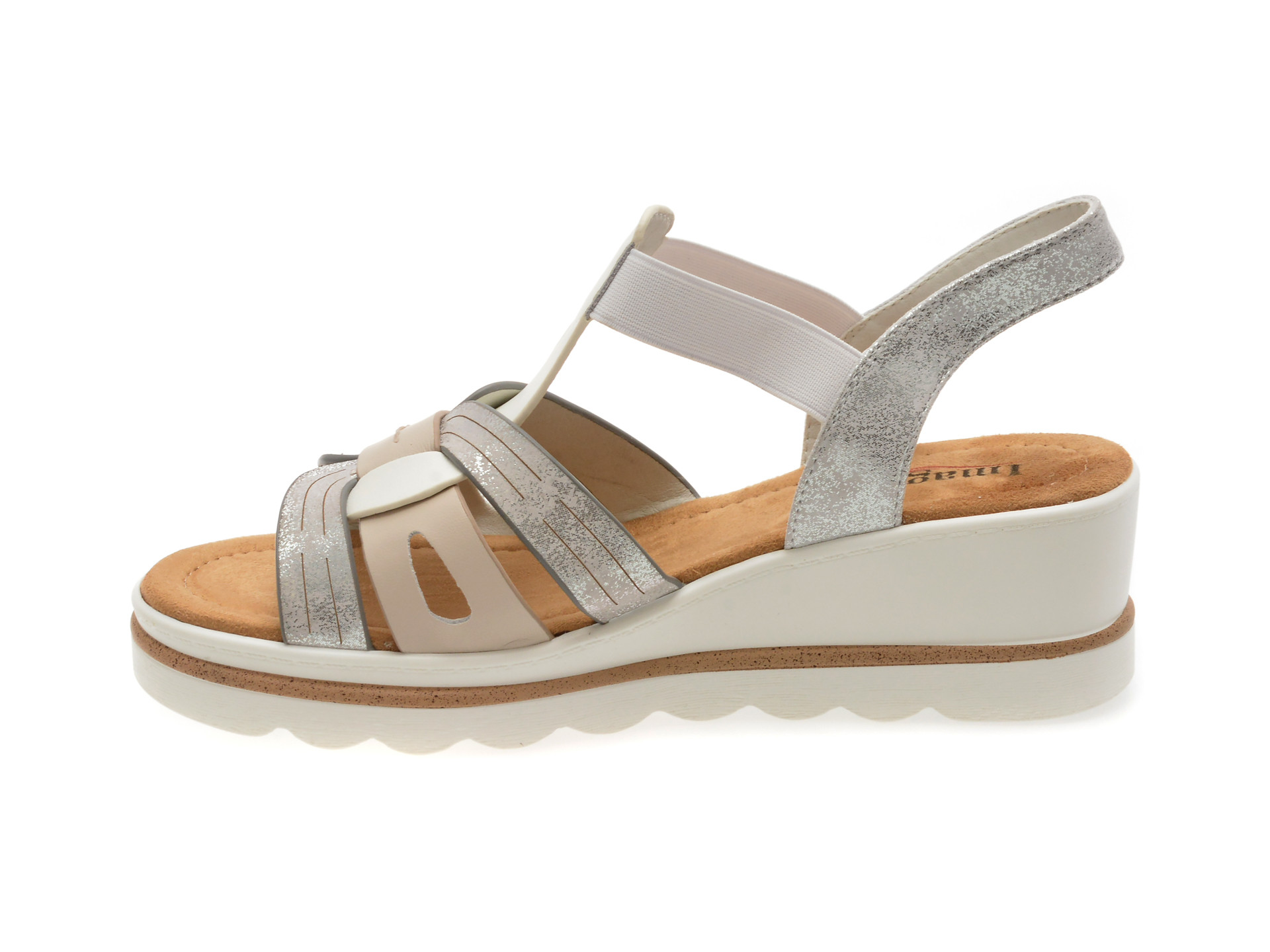 Sandale IMAGE albe, 1152H15, din piele naturala