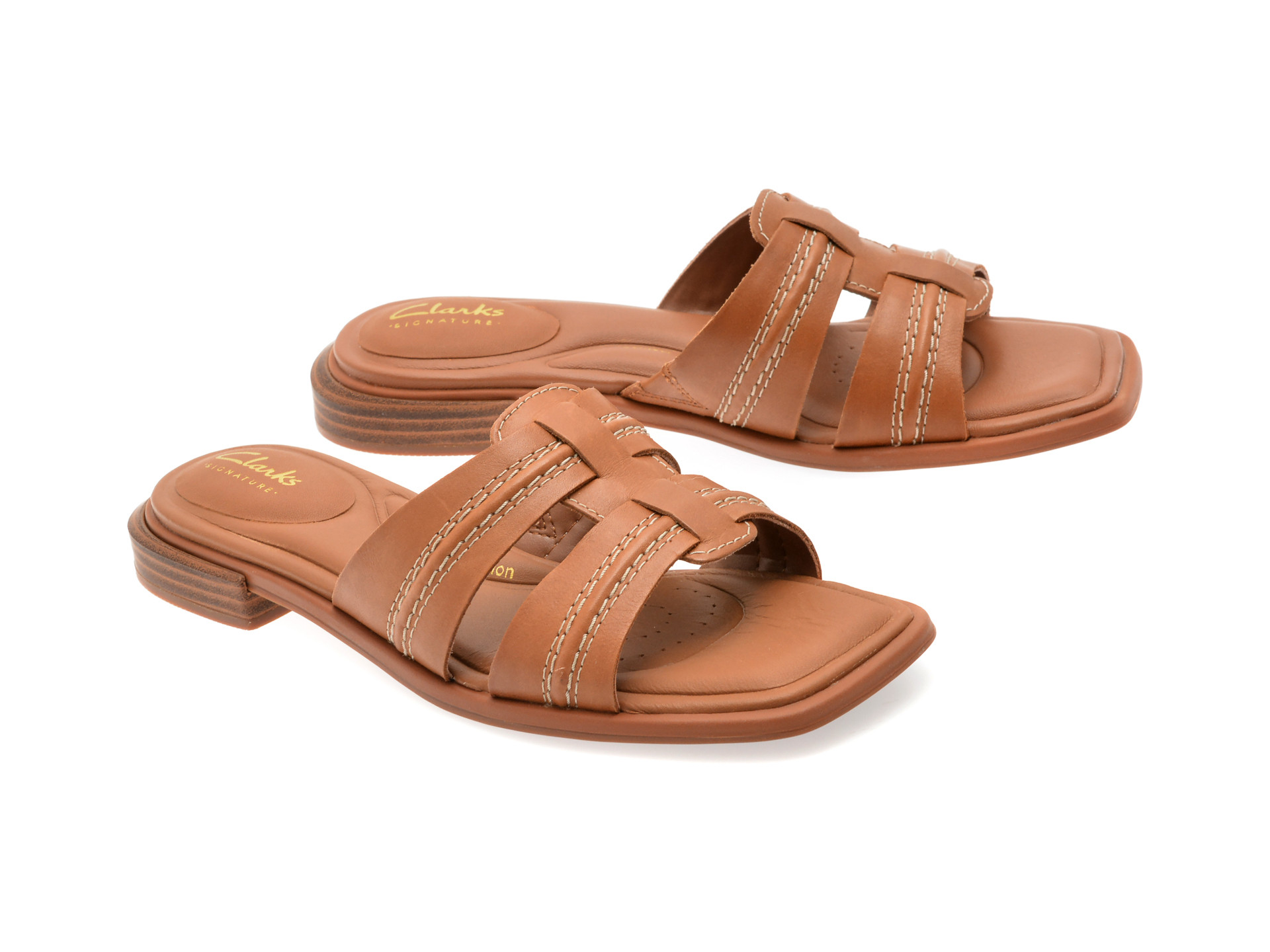 Papuci CLARKS maro, ARIANY MULE, din piele naturala