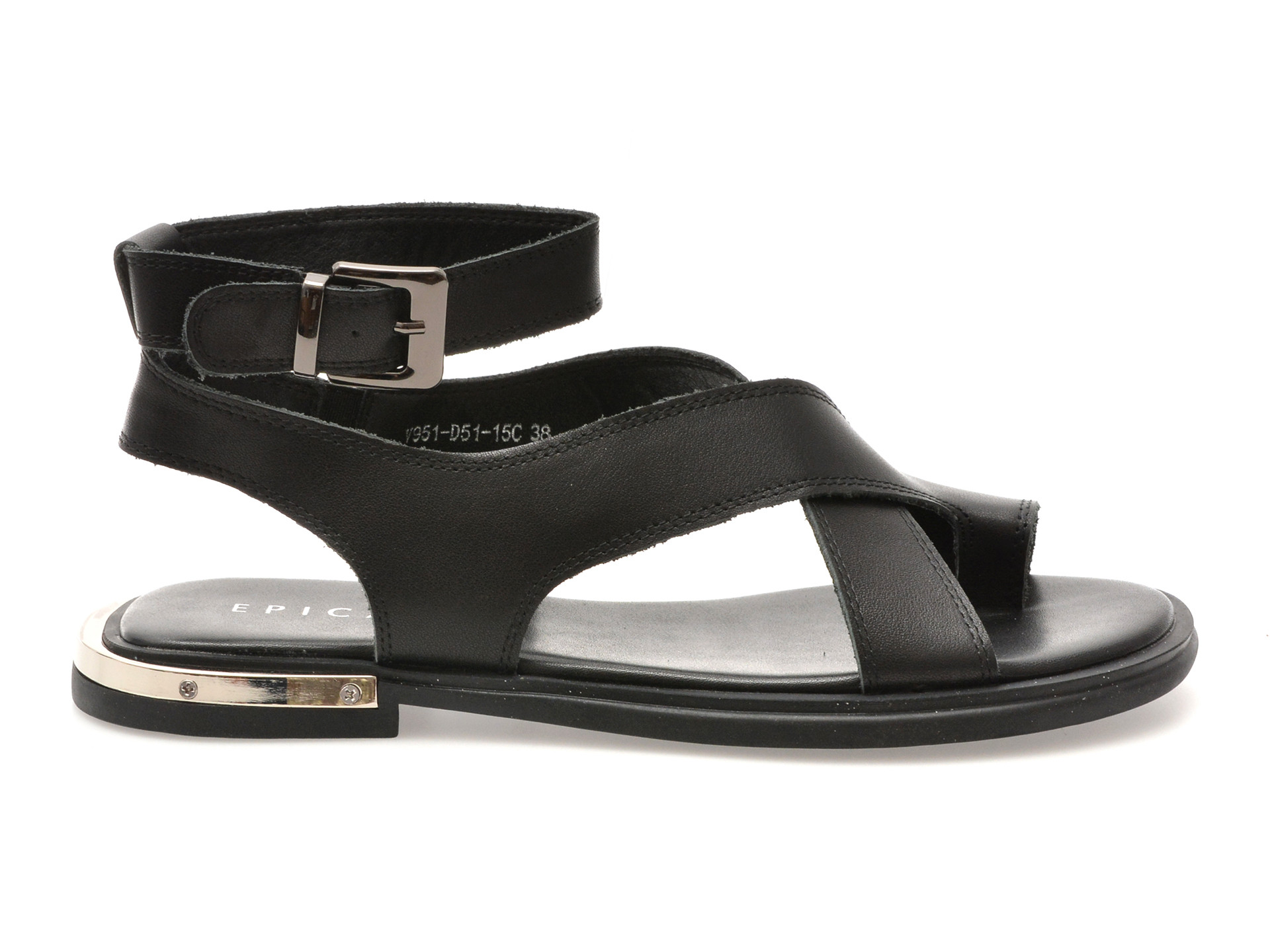 Sandale EPICA negre, V951D51, din piele naturala