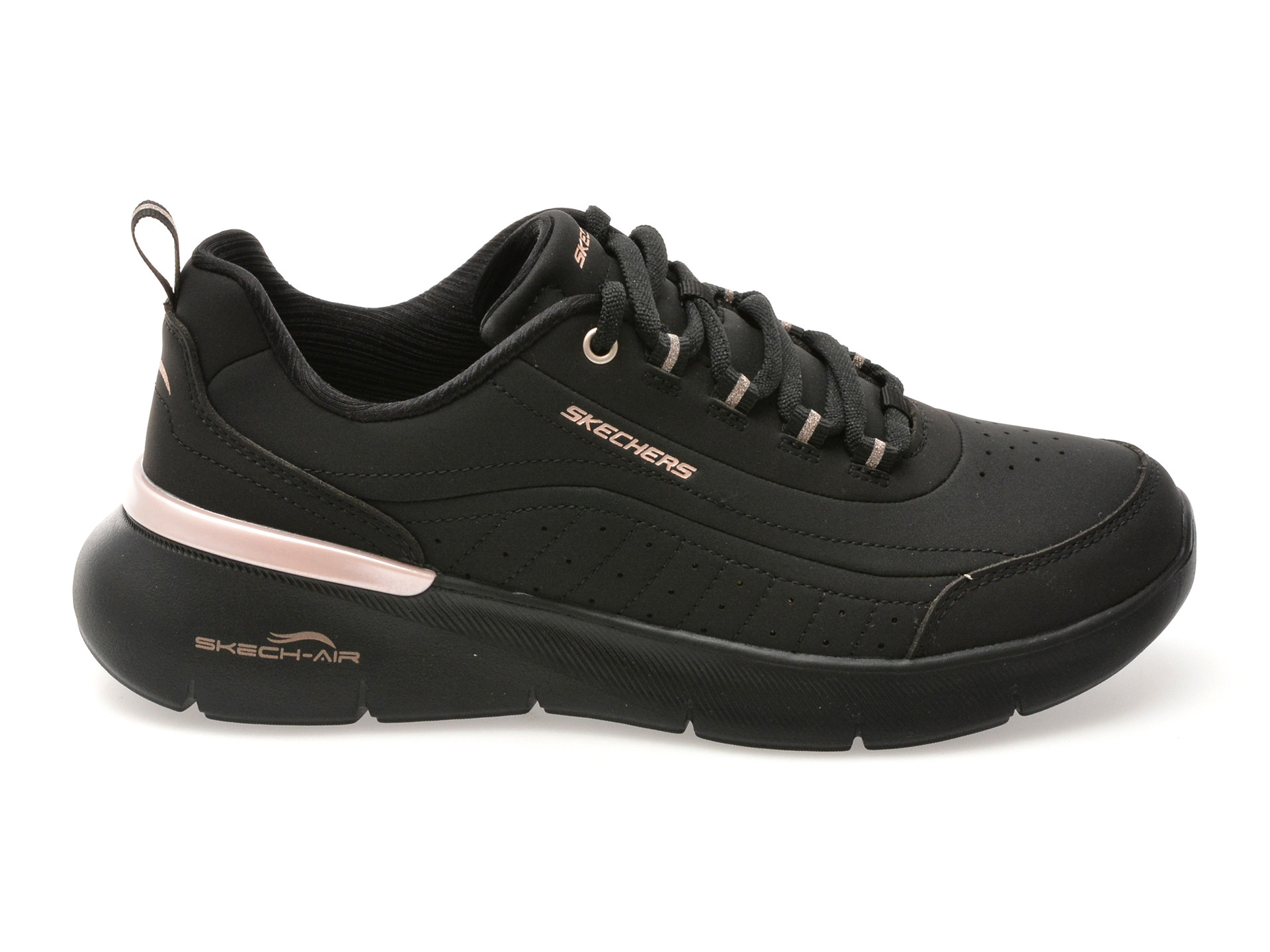 Pantofi sport SKECHERS negri, SKECH-AIR DYNAMIGHT 2.0, din piele ecologica