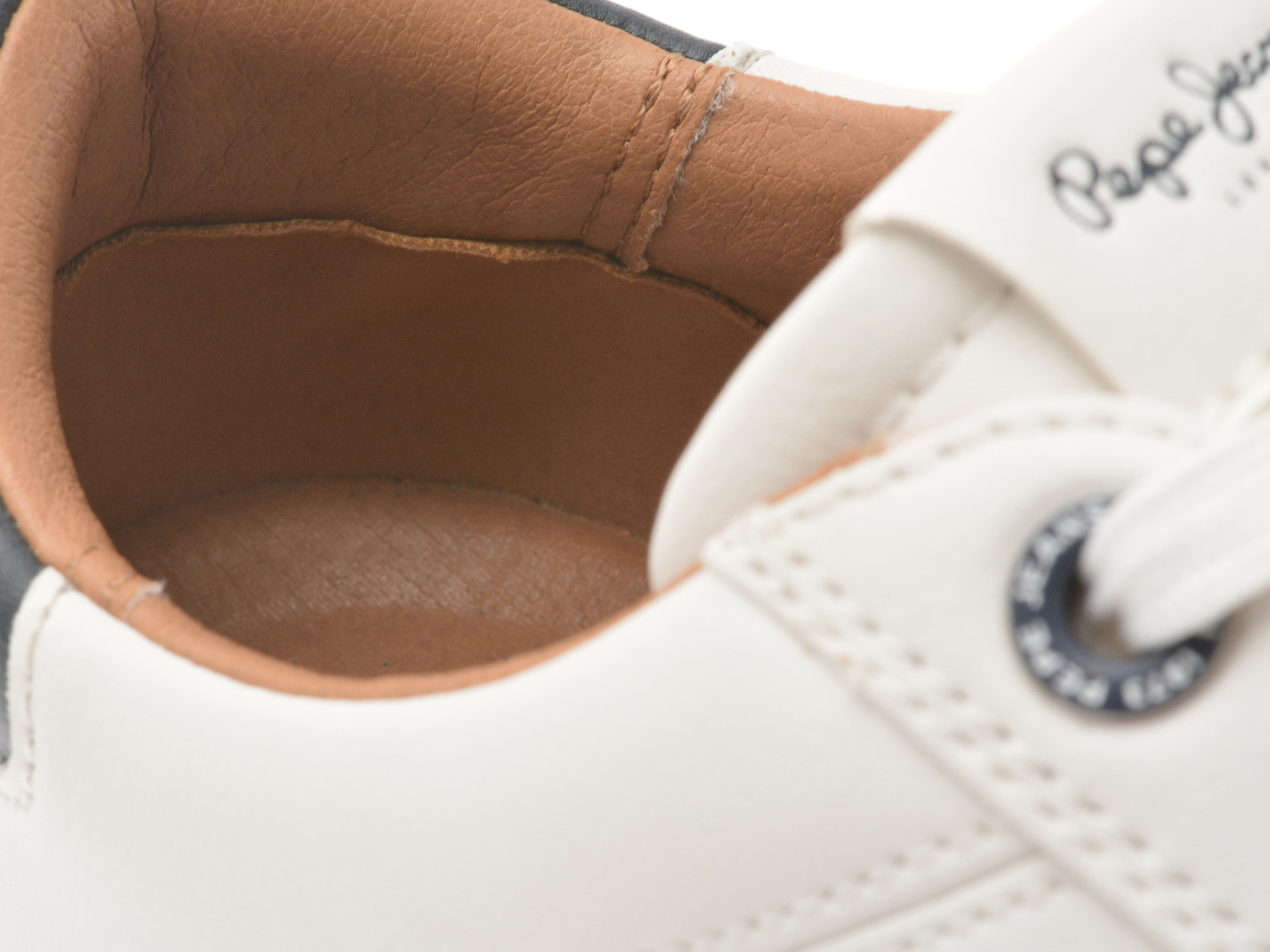 Pantofi sport PEPE JEANS albi, JOE BASIC, din piele ecologica
