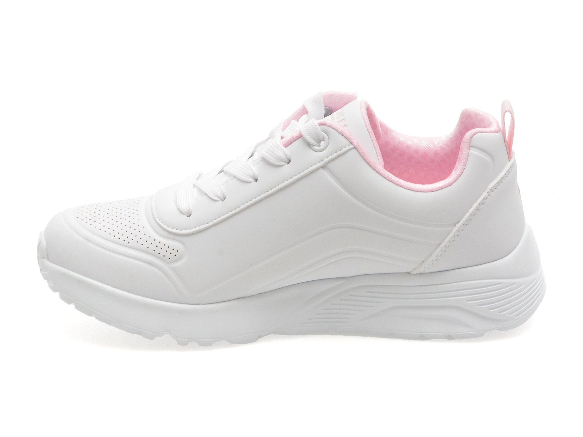 Pantofi sport SKECHERS albi, UNO LITE, din piele ecologica