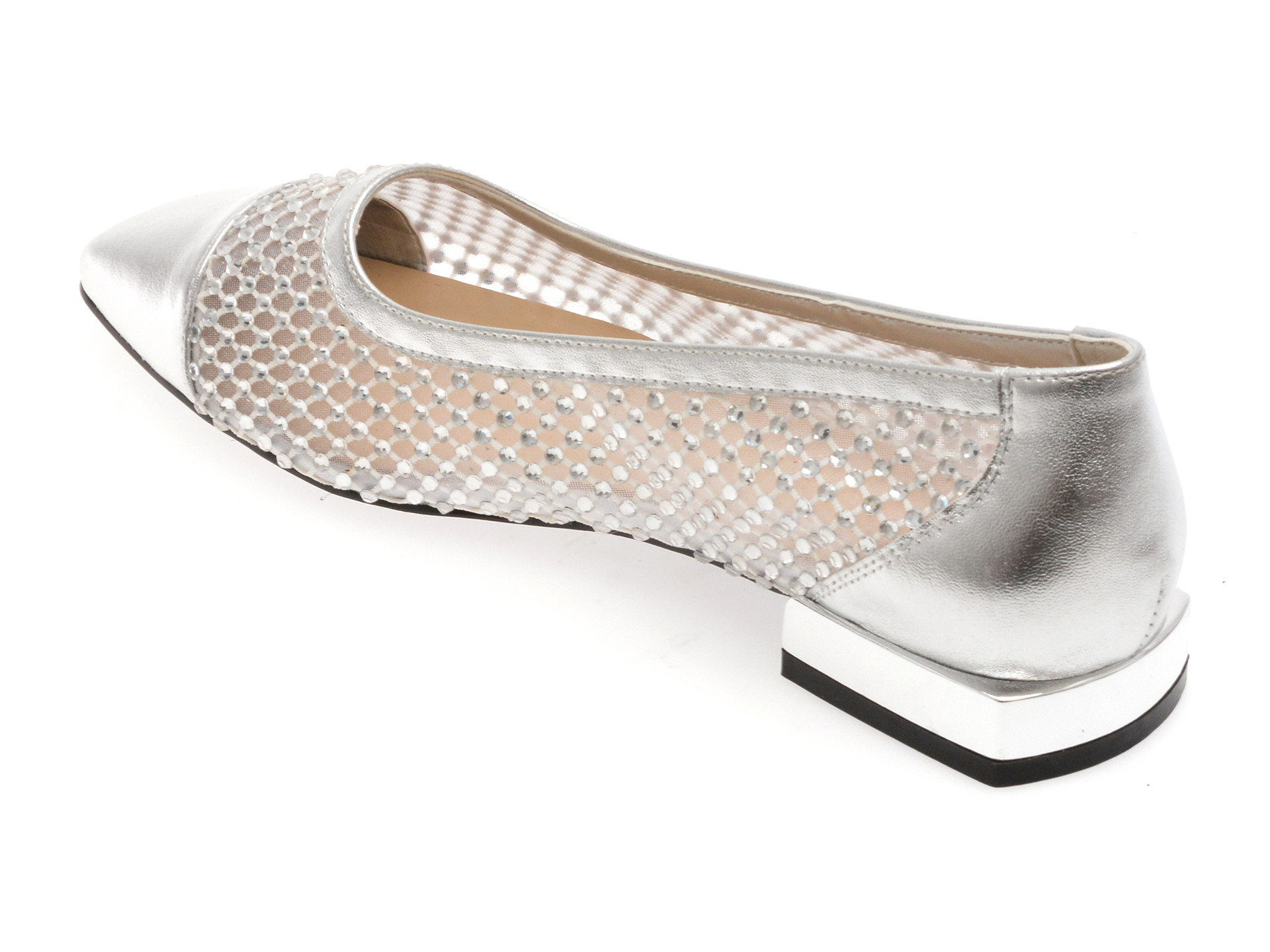 Balerini EPICA argintii, 1182, din material textil
