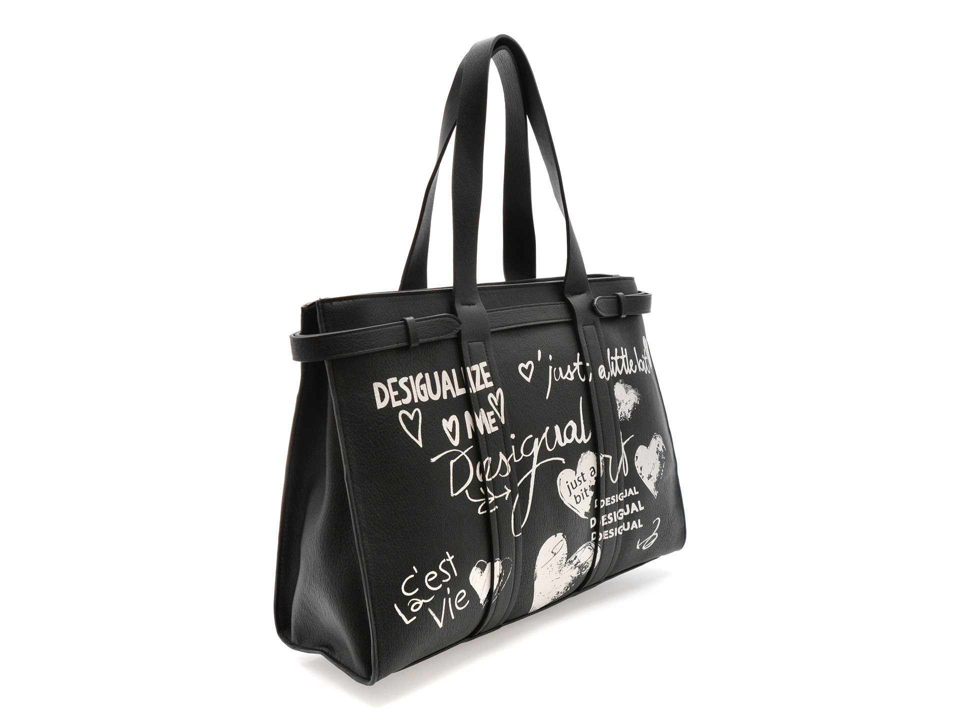 Geanta DESIGUAL neagra, WAXPA5, din piele ecologica