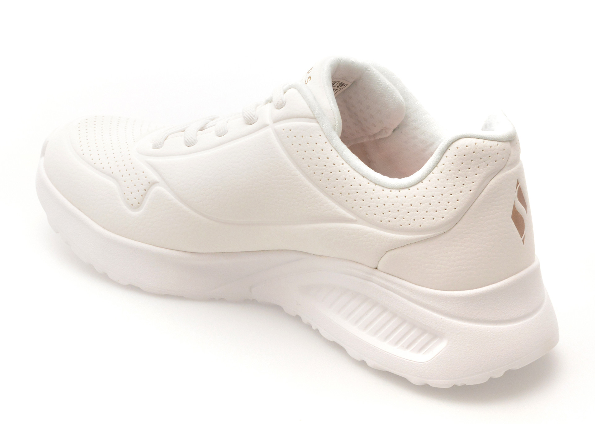 Pantofi sport SKECHERS albi, UNO LITE, din piele ecologica