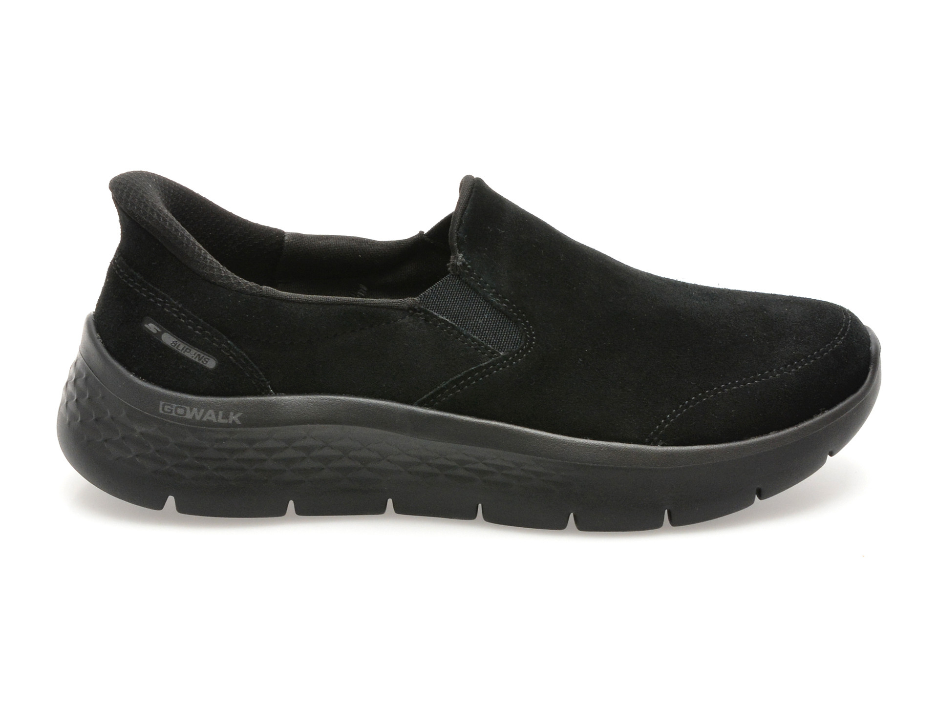 Pantofi sport SKECHERS negri, GO WALK FLEX, din piele intoarsa