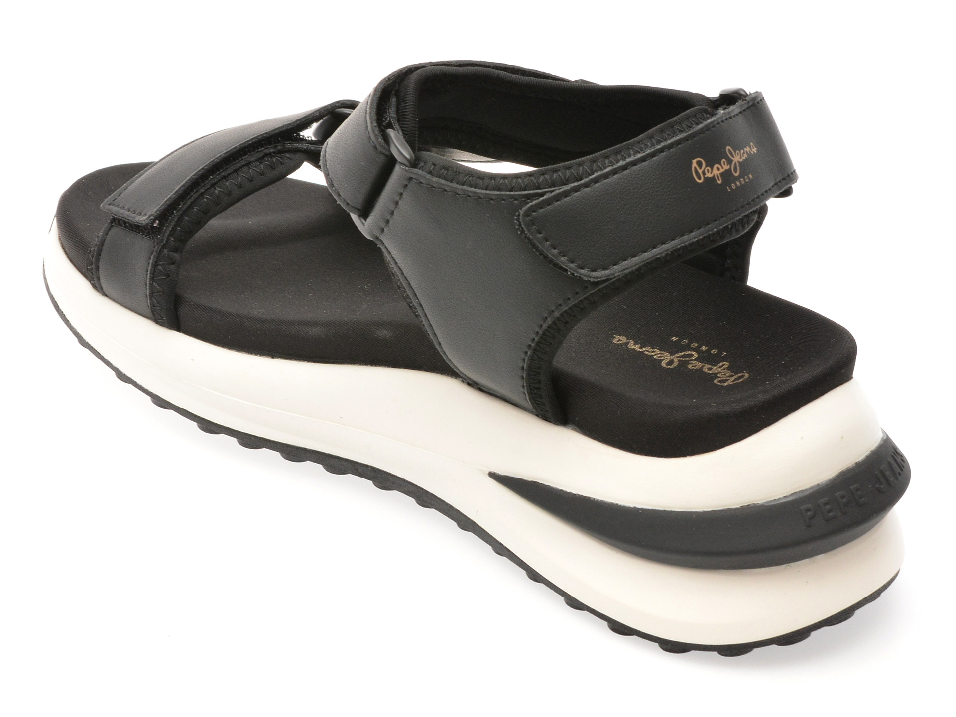 Sandale PEPE JEANS negre, WINSLOVE ACTION, din piele naturala