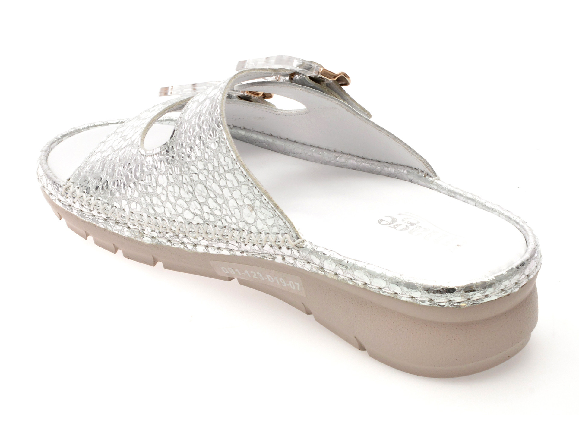 Papuci IMAGE albi, 91123, din piele naturala