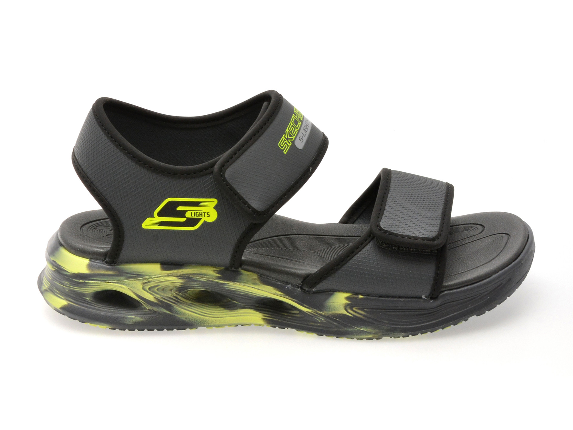 Sandale SKECHERS gri, SOLA GLOW SANDAL, din piele ecologica