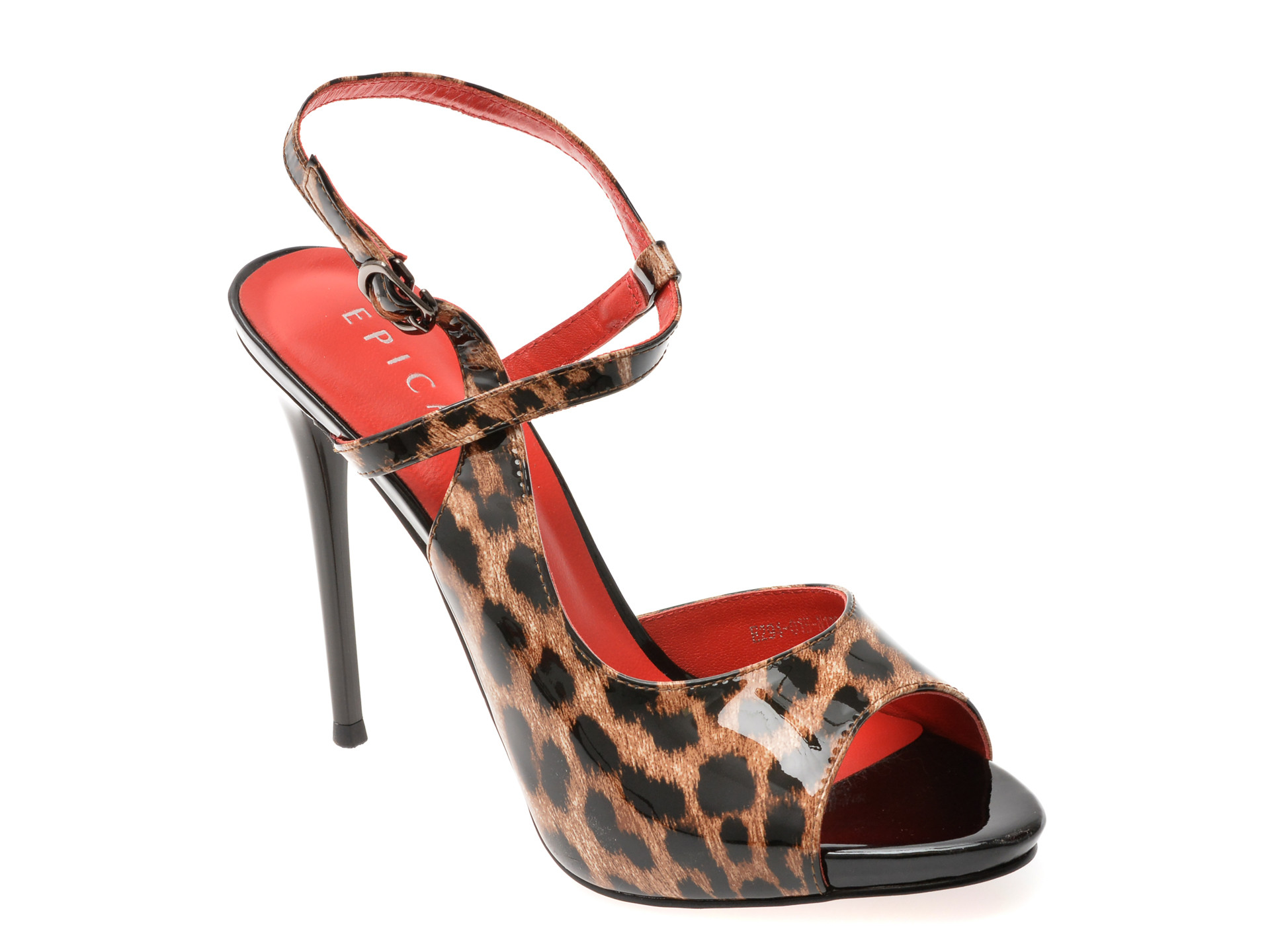 Sandale elegante EPICA maro, E294, din piele naturala lacuita