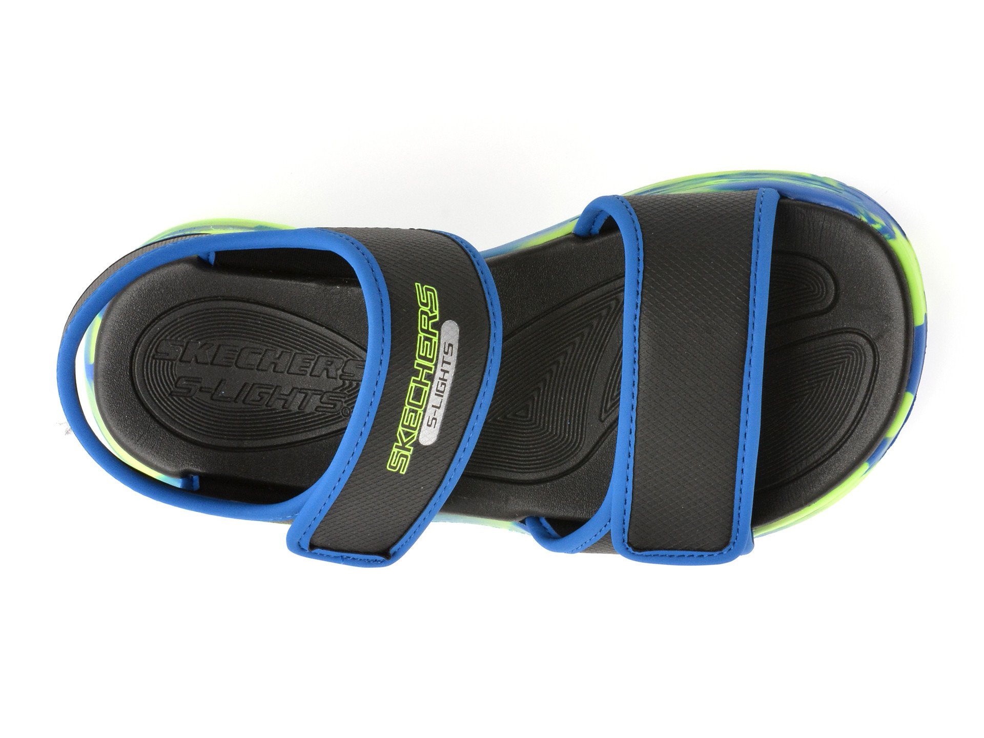 Sandale SKECHERS negre, SOLA GLOW SANDAL, din piele ecologica