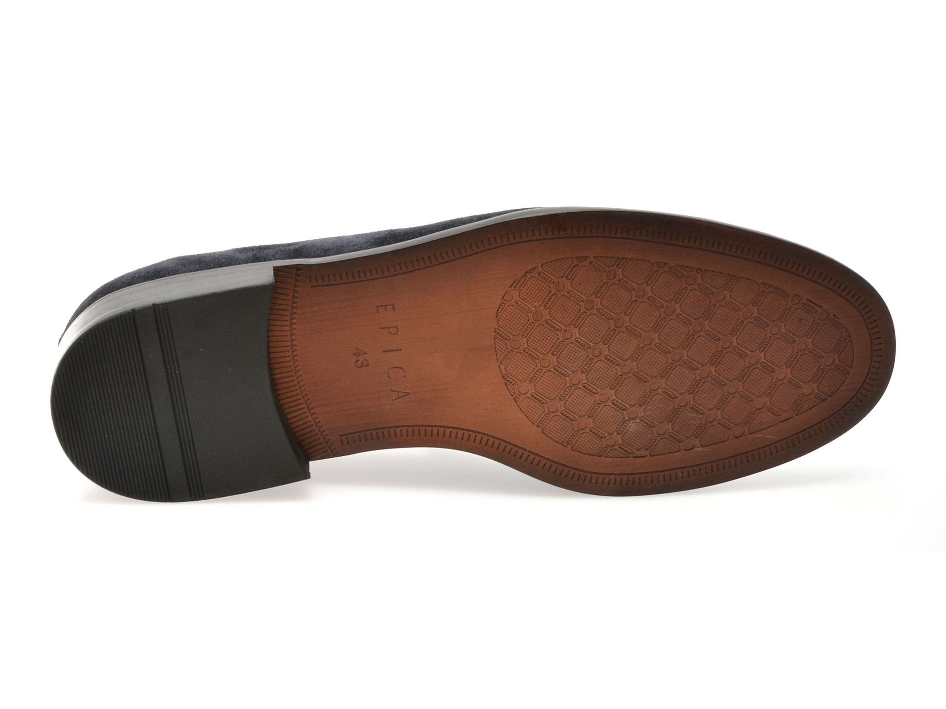 Mocasini eleganti EPICA albastri, J8365, din piele intoarsa