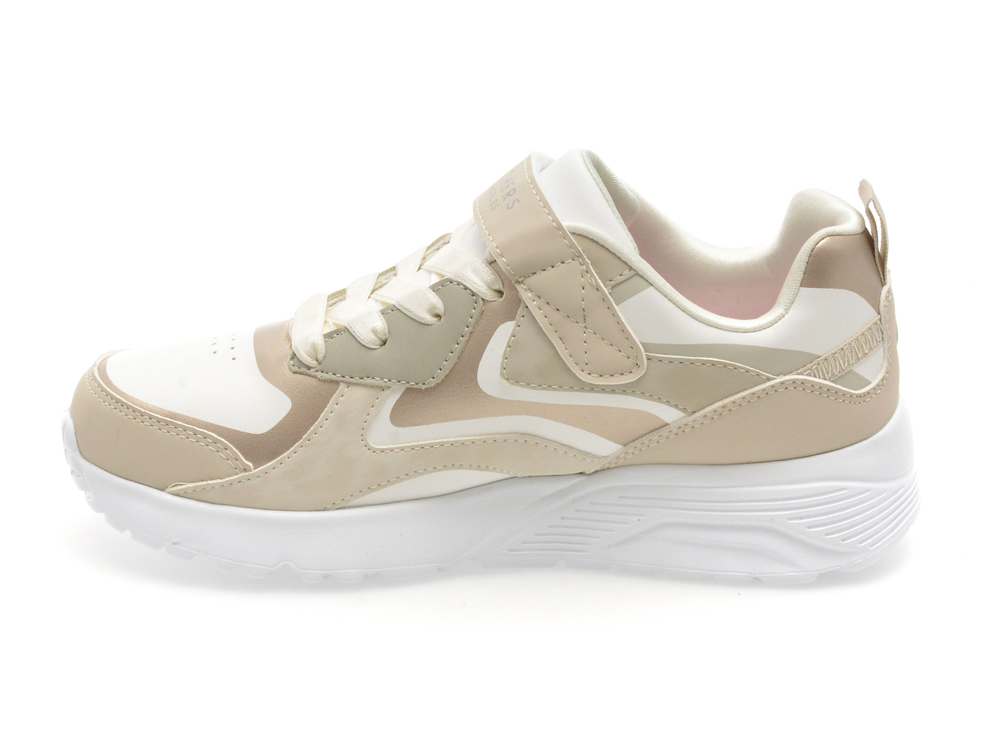 Pantofi sport SKECHERS albi, UNO LITE, din piele ecologica