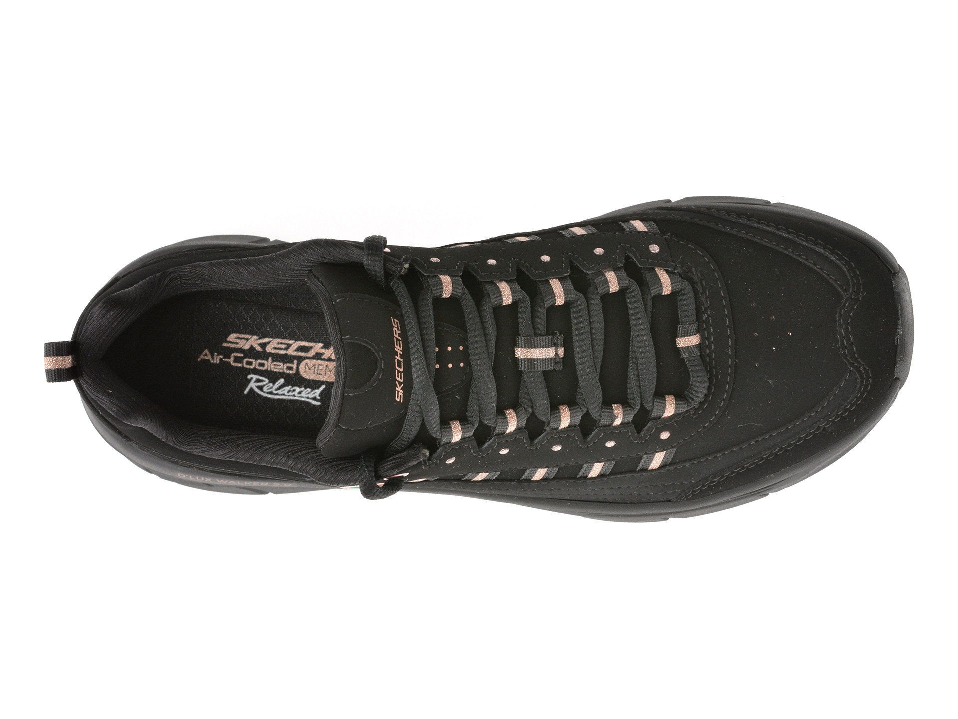 Pantofi sport SKECHERS negri, D LUX WALKER 2.0, din piele naturala
