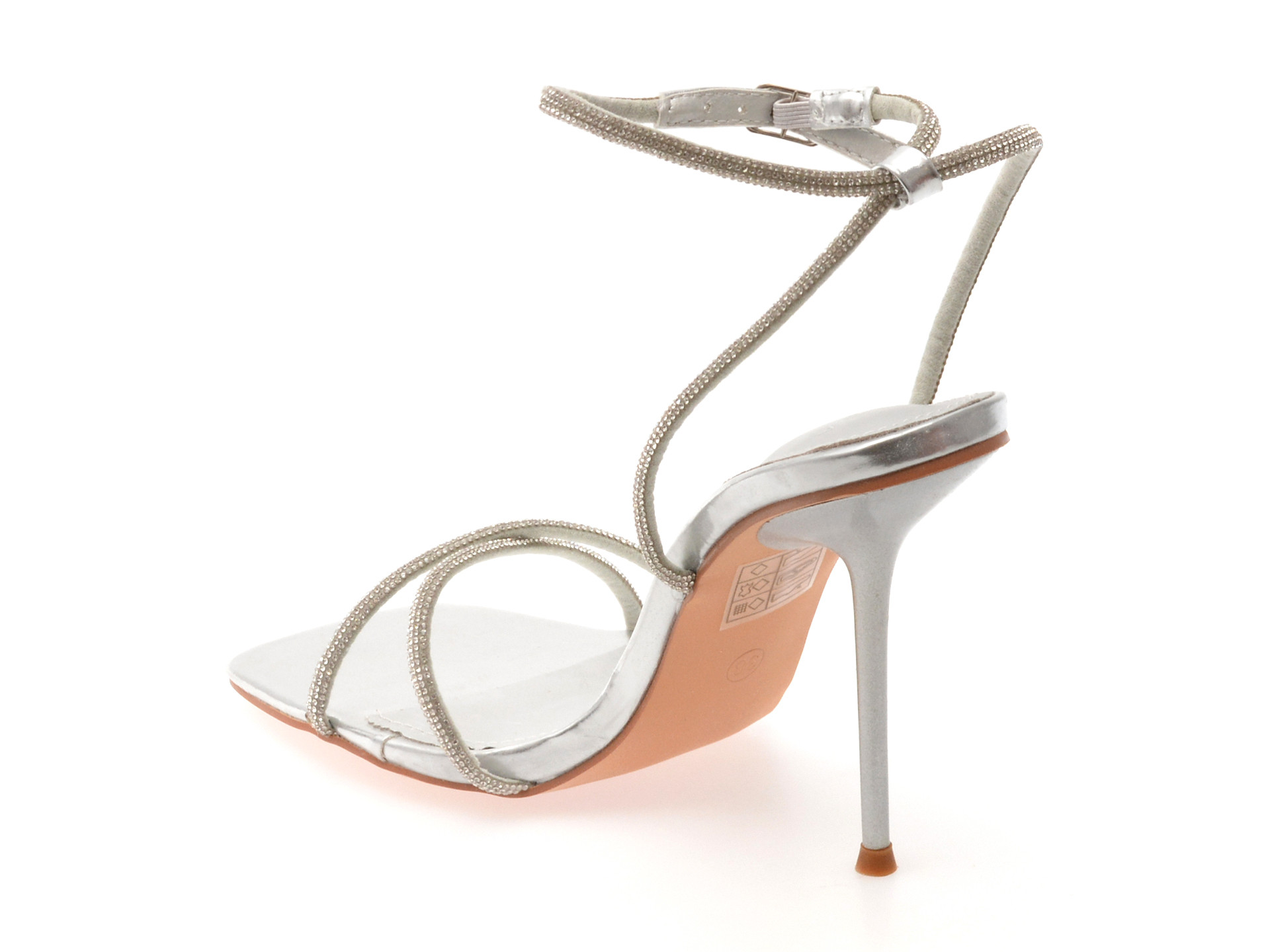 Sandale elegante EPICA argintii, 82941, din material textil