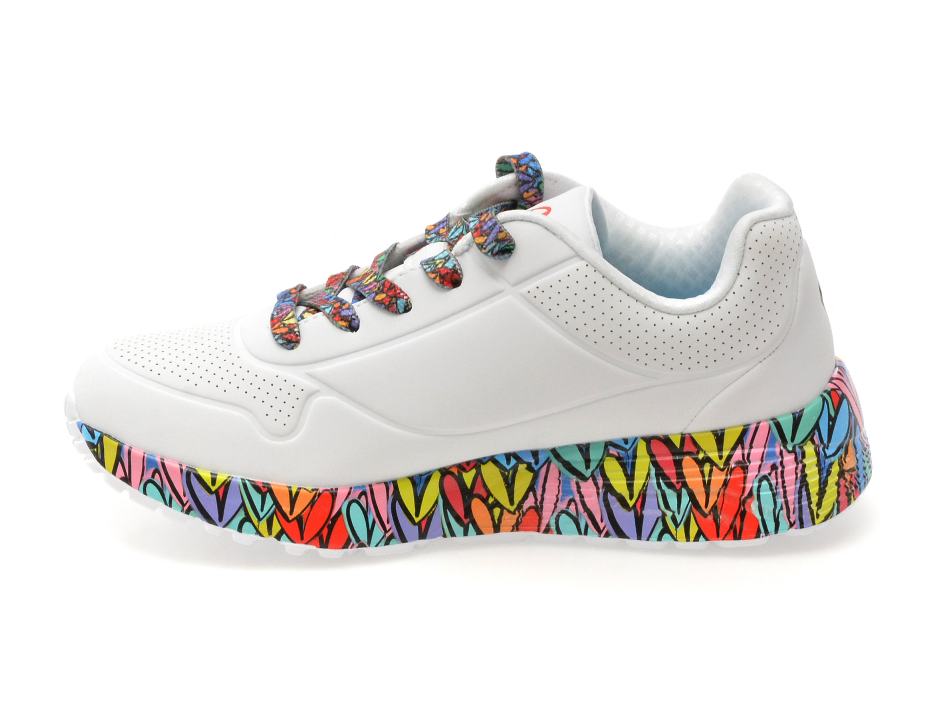 Pantofi sport SKECHERS albi, UNO LITE, din piele ecologica
