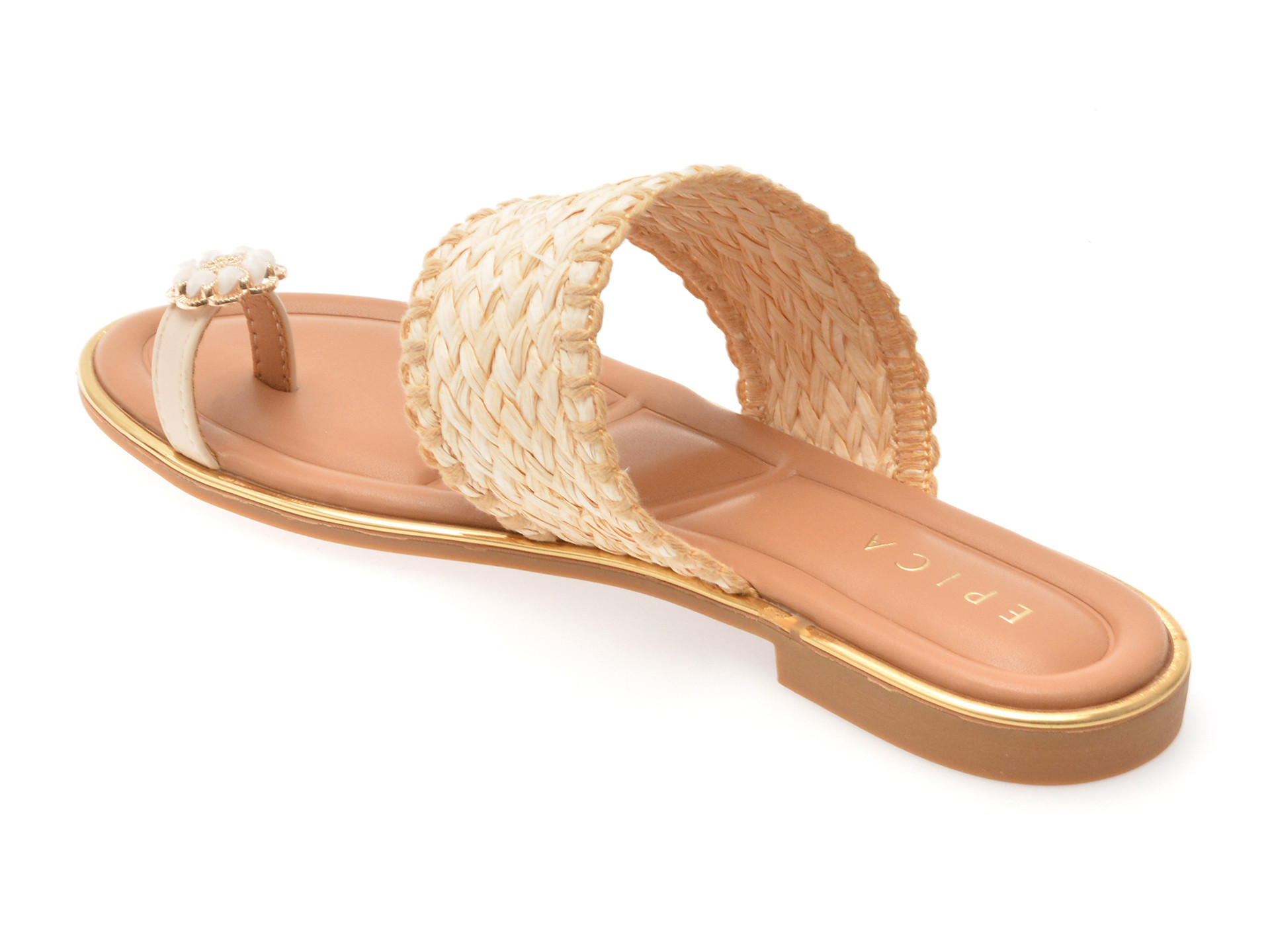 Papuci EPICA bej, 82959, din material textil