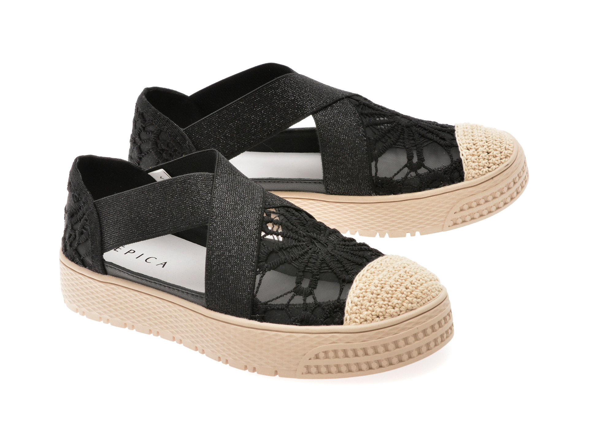 Pantofi EPICA negri, 302, din material textil
