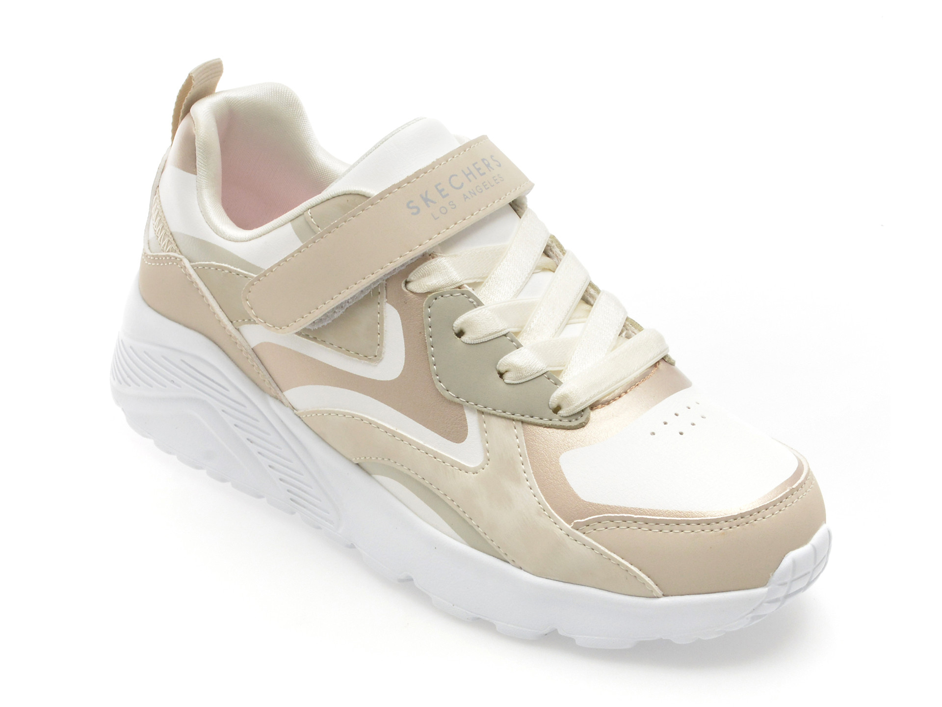 Pantofi sport SKECHERS albi, UNO LITE, din piele ecologica